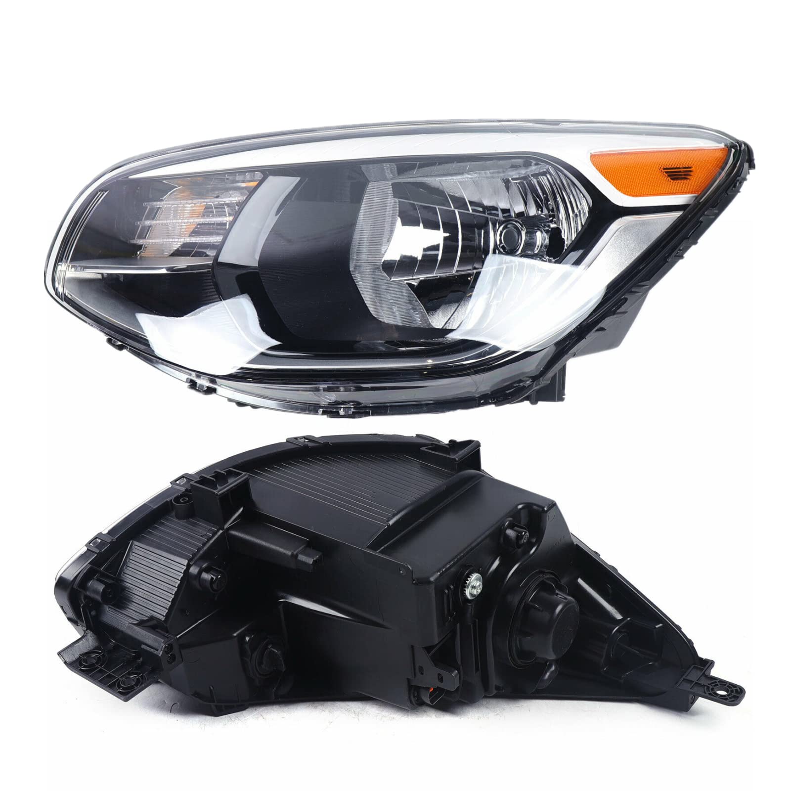 Kia Soul Headlights Pair Set - Clear Lens Halogen Projector Headlamp Assembly Compatible with 2014-2019 Kia Soul (Driver & Passenger Side) | Perfect for Night Driving & Foggy Conditions