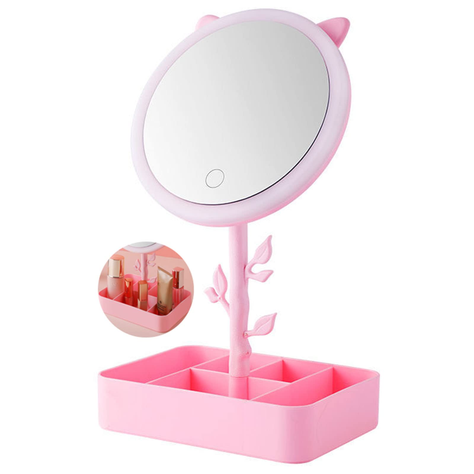 Rechargeable LED Makeup Mirror with 3-Color Light - Portable Vanity Mirror for Travel & Gifts