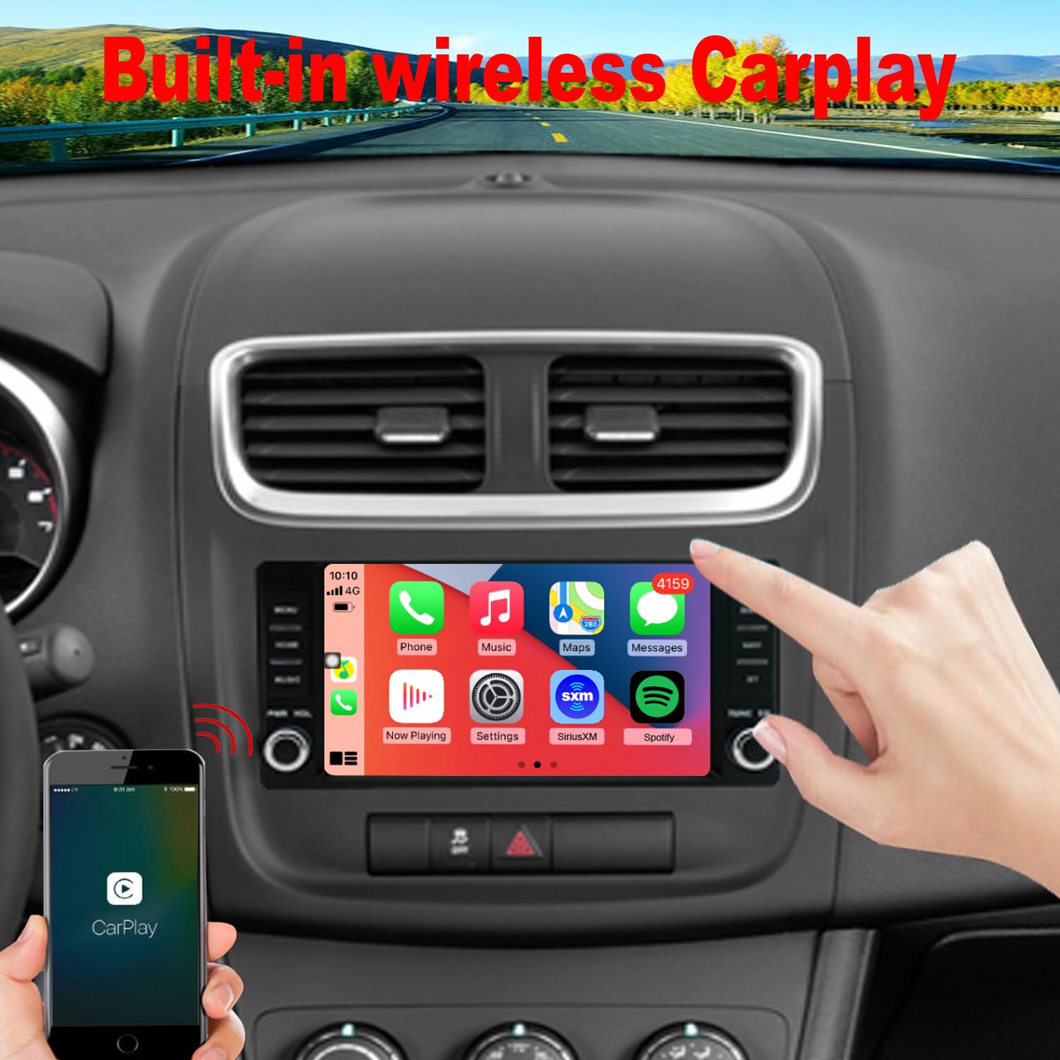 Dodge Avenger & Challenger Car Stereo Upgrade 2008-2014 | Android 13 Touchscreen Radio with Wireless CarPlay & Android Auto | Steering Wheel Control | Backup Camera Included | Perfect for Road Trips & Daily Commutes