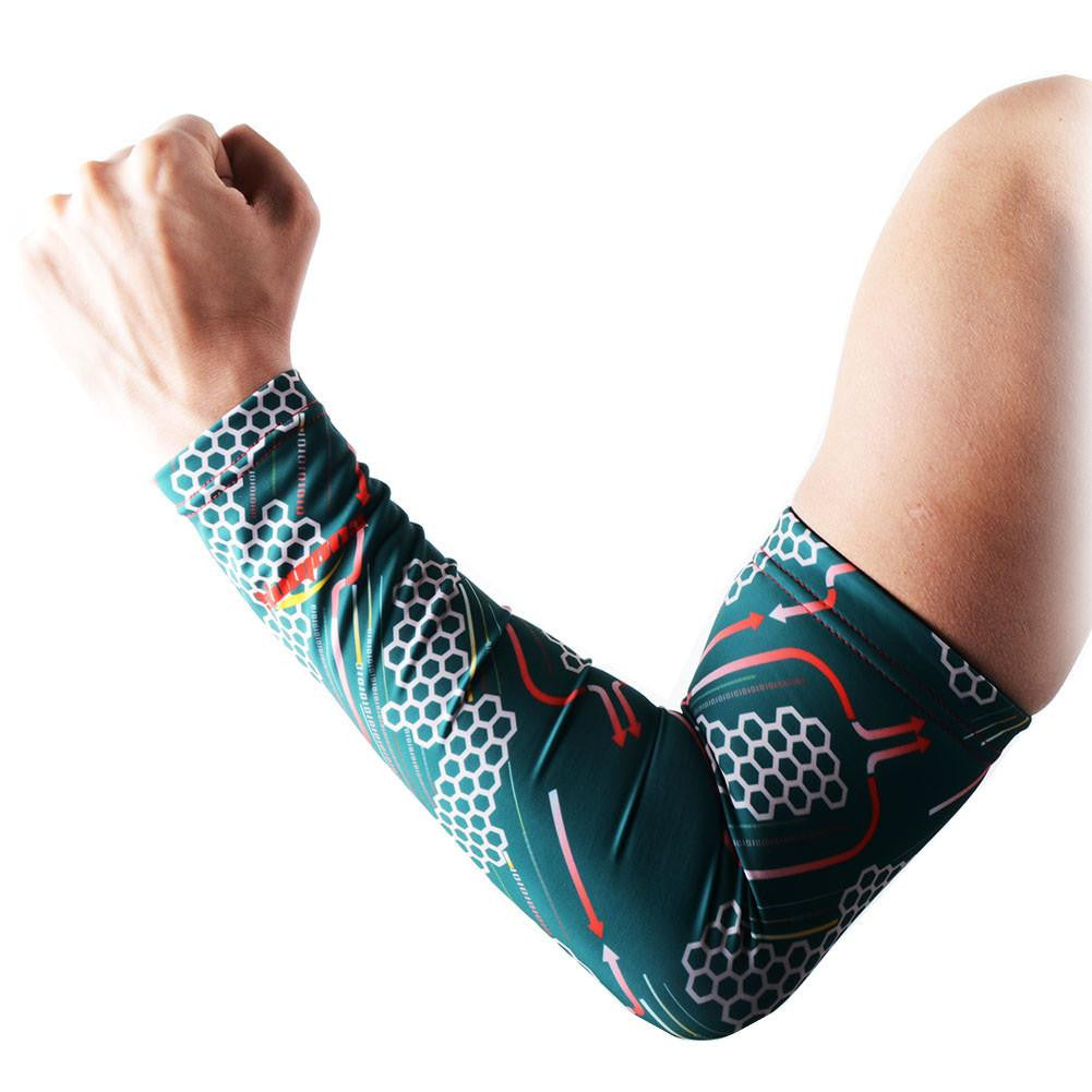 Compression Arm Sleeves for Men & Women - Anti-Slip Hacker Empire Green - Perfect for Sports, Fitness, Running & Workout Recovery