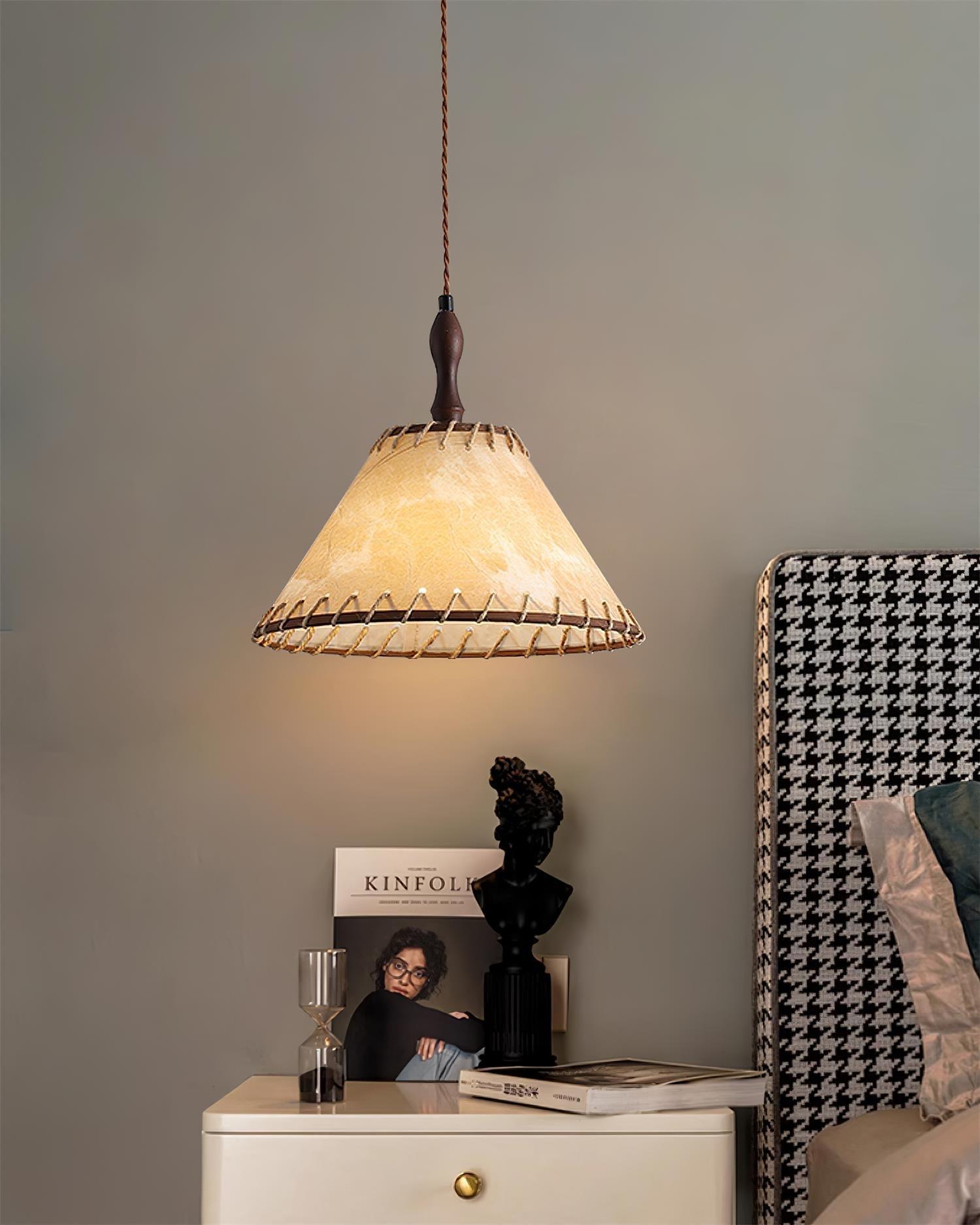 Modern Fabric Pendant Lamp - Handwoven Rattan Hanging Light for Dining Room, Bedroom, Living Room & Kitchen | Boho Chic Ceiling Fixture with Warm Ambient Lighting