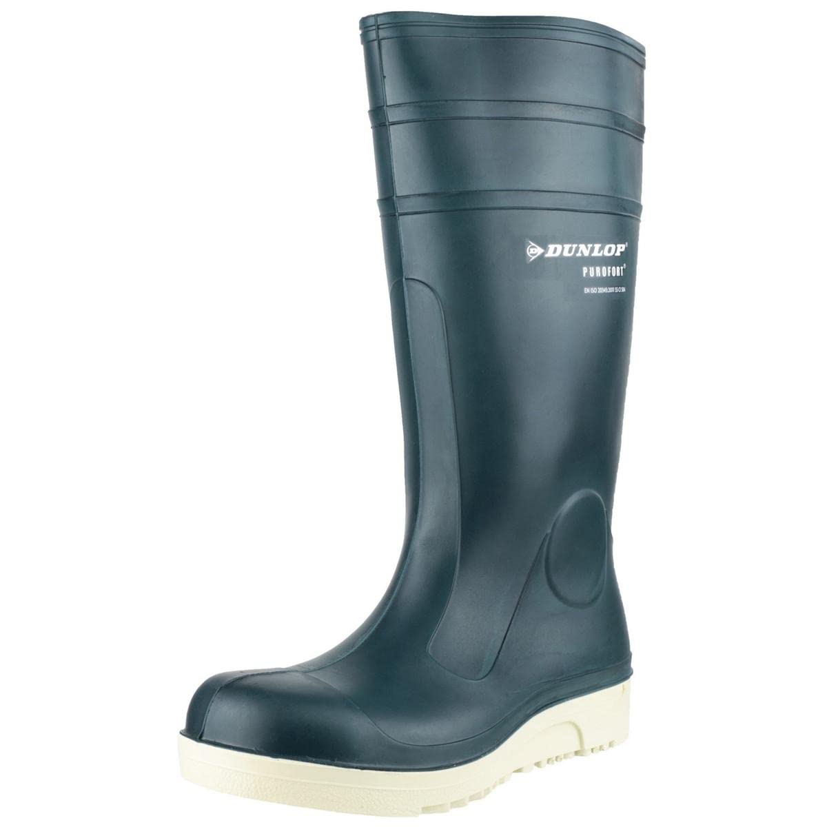 DUNLOP Unisex Purofort Comfort Grip Full Safety Wellington Boots - Waterproof Work Boots for Men & Women - UK 11 EU 46 (Blue) - Ideal for Farming, Fishing, Construction & Outdoor Activities