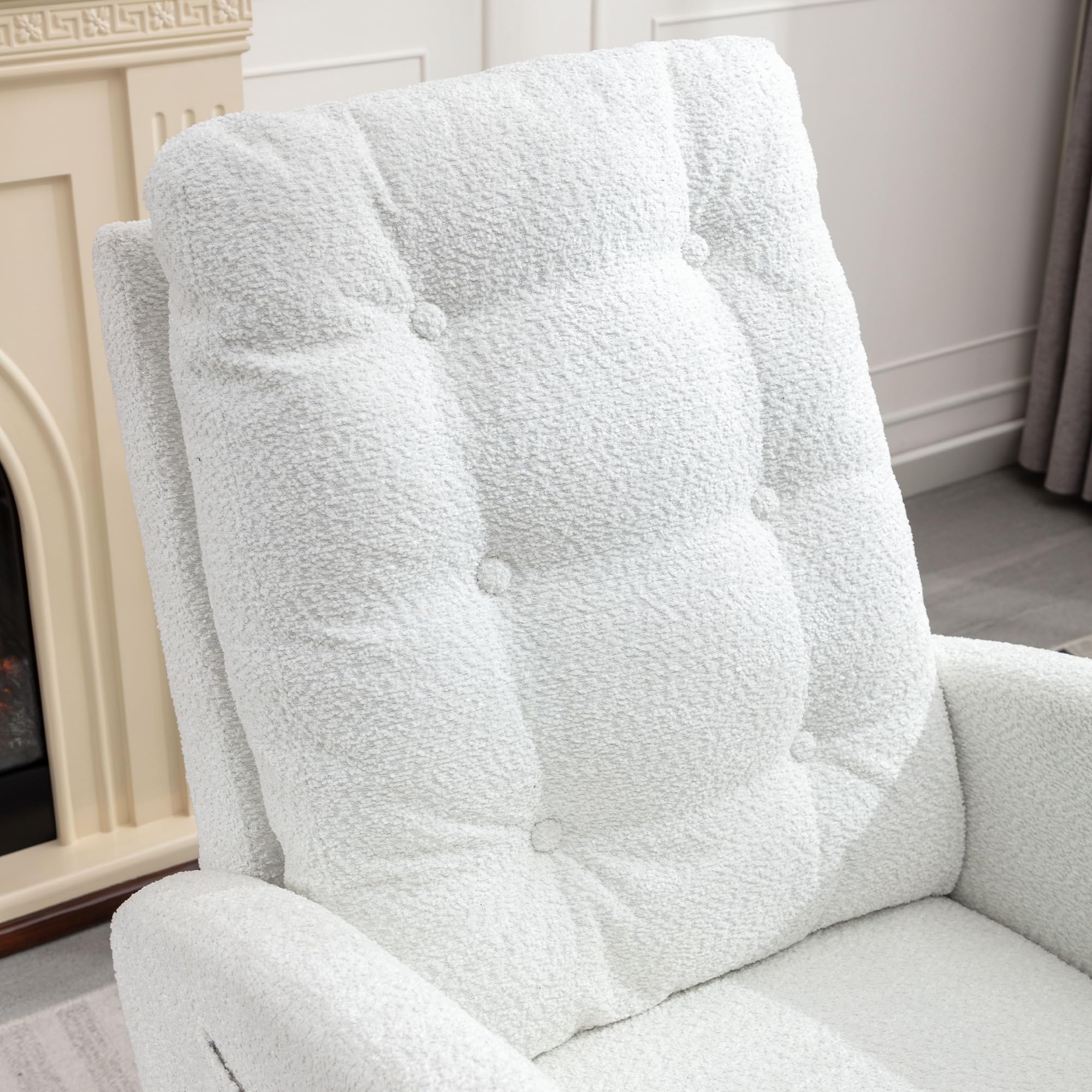 Comfortable Nursery Rocking Chair with Retractable Footrest - Glider Rocker Accent Chair with Padded Seat & High Backrest - Perfect for Living Room, Bedroom, Office & Nursery (White) - Ideal for Nursing, Relaxing & Reading