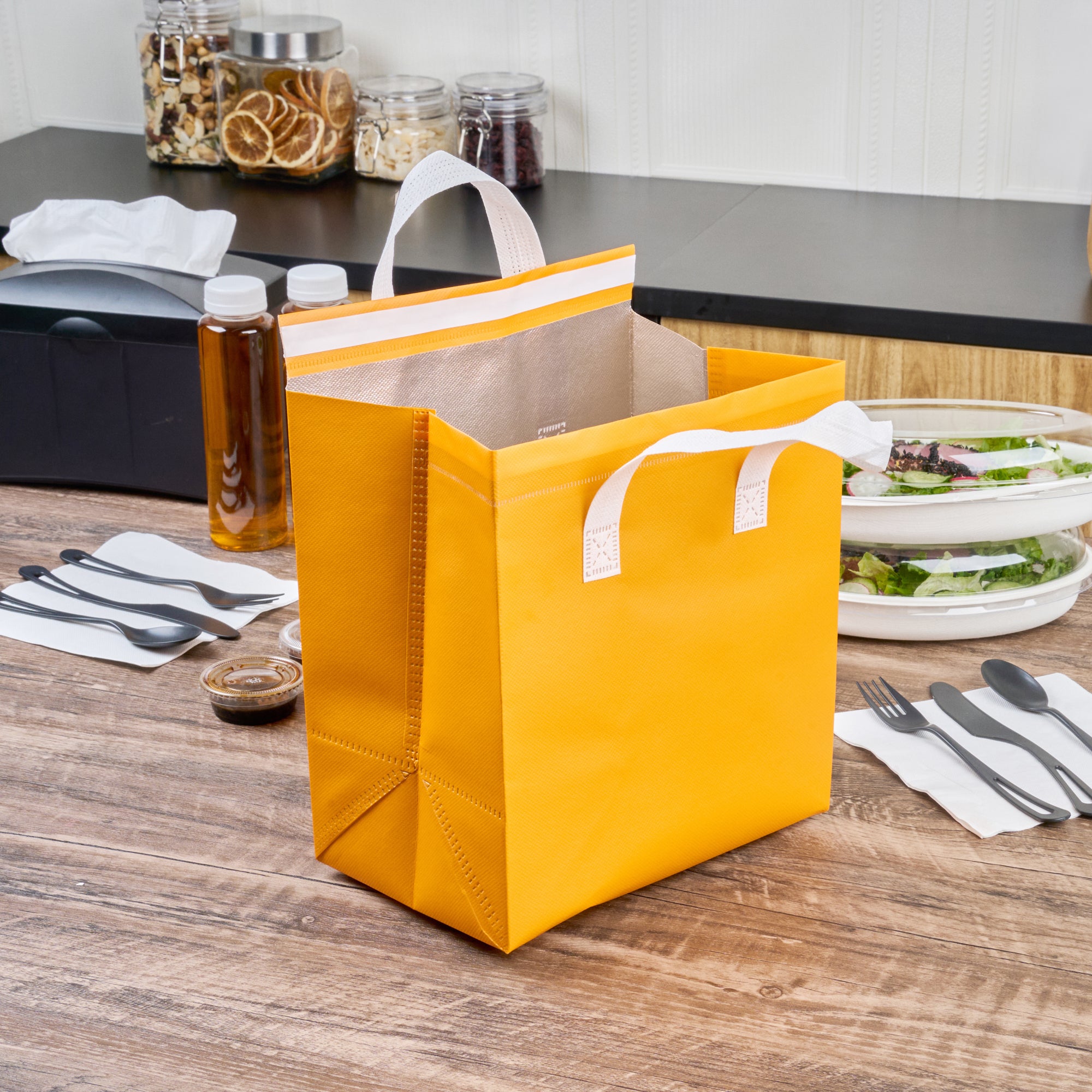 Premium Orange Insulated Takeout Bags - Tamper Evident Food Delivery Bags (9.5
