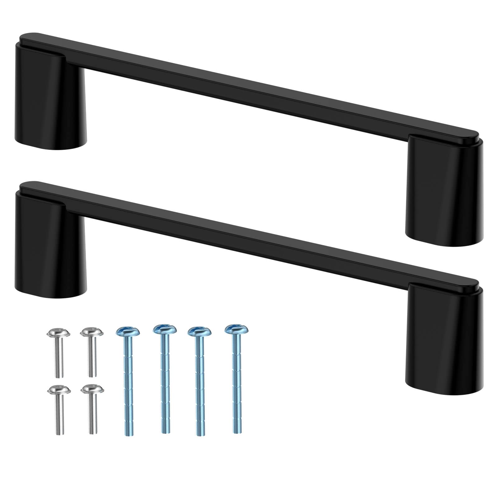 AITEE 2 Pack 6 Inch Black Cabinet Handles - Smooth Surface Rust-Free Drawer Pulls for Kitchen, Bathroom, Dresser & Cupboard (5