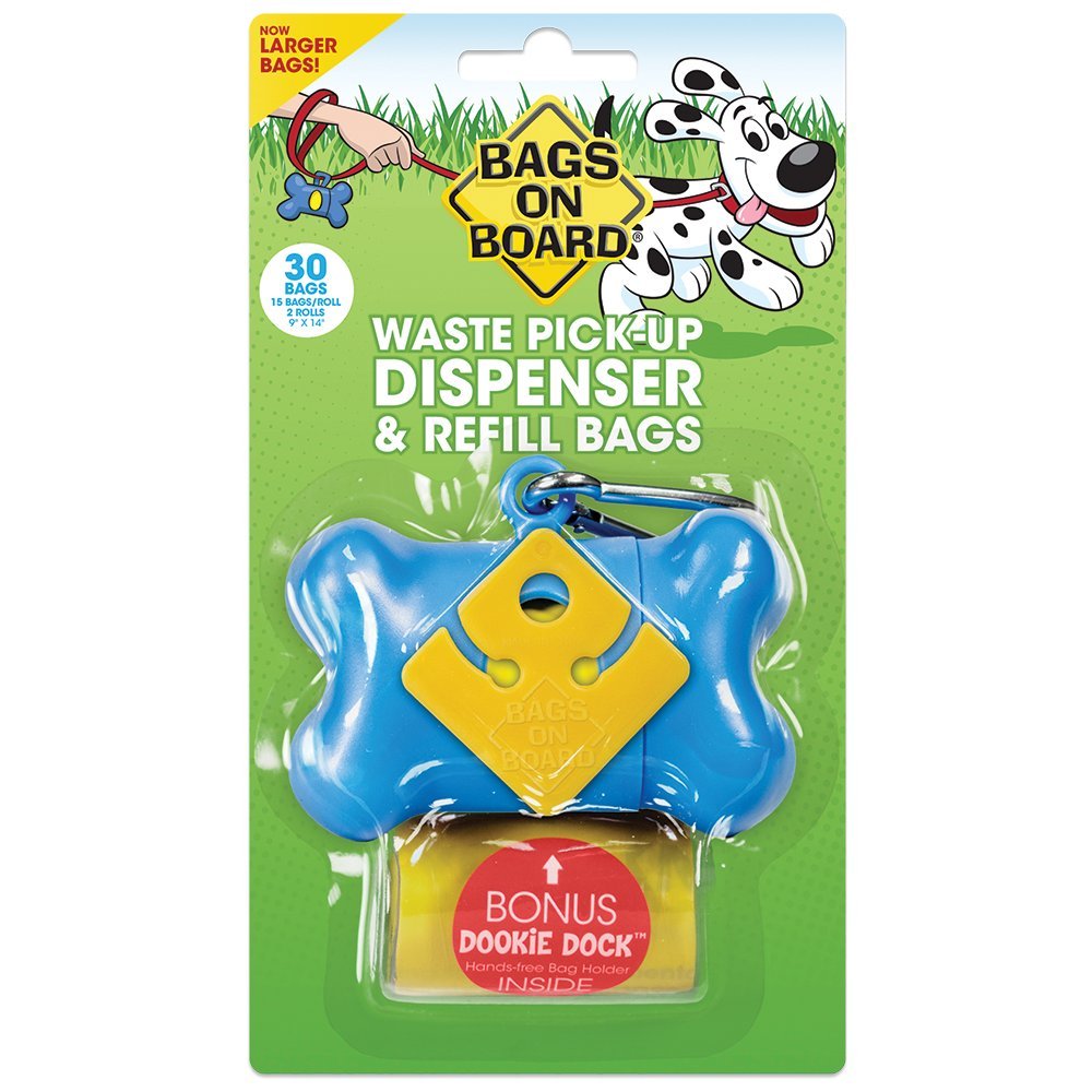 Eco-Friendly Dog Waste Bag Bone Dispenser with 30 Refill Bags - Blue Poop Bags for Dogs | Perfect for Park Walks, Hiking & Backyard Cleanup