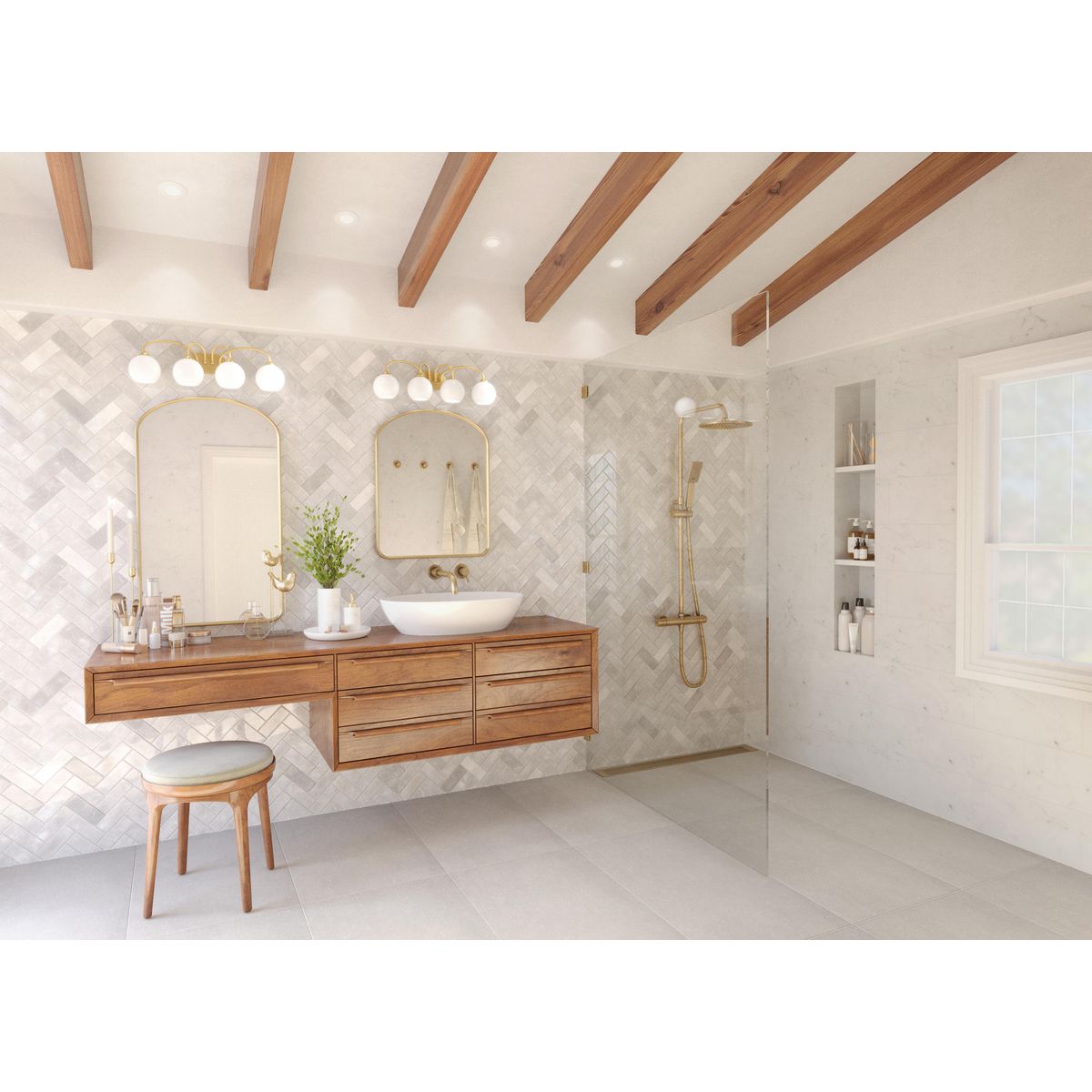 Carisa Collection 4-Light Opal Glass Bathroom Vanity Light Fixture - Perfect for Modern Bathroom Lighting and Makeup Vanity Areas