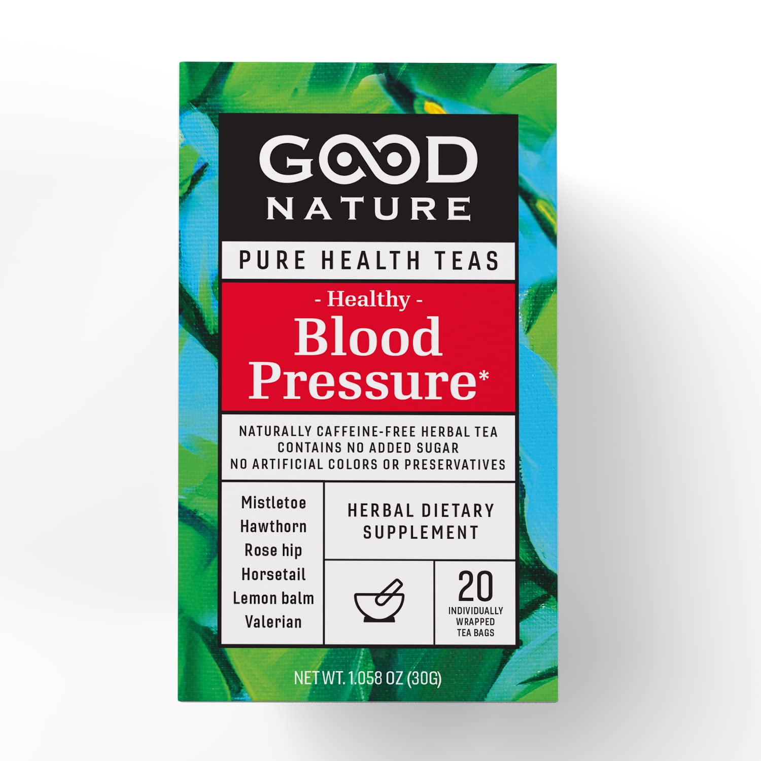 Goodnature Healthy Tea for Blood Pressure Support - 1.058 Oz (30g) - Herbal Wellness Tea for Relaxation & Heart Health - Perfect for Morning Routine or Evening Stress Relief