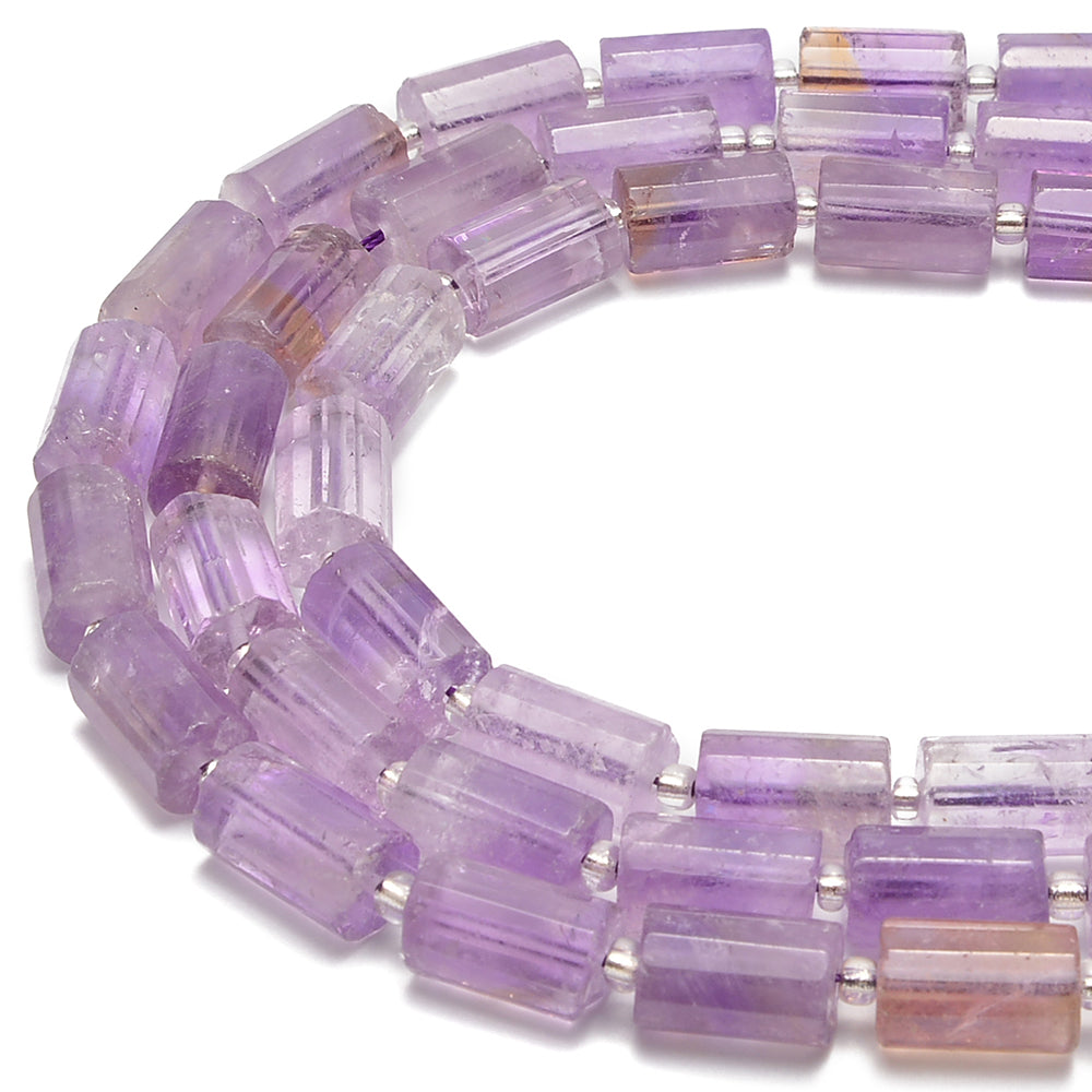 **Ametrine Faceted Cylinder Beads 10x16mm - 15.5