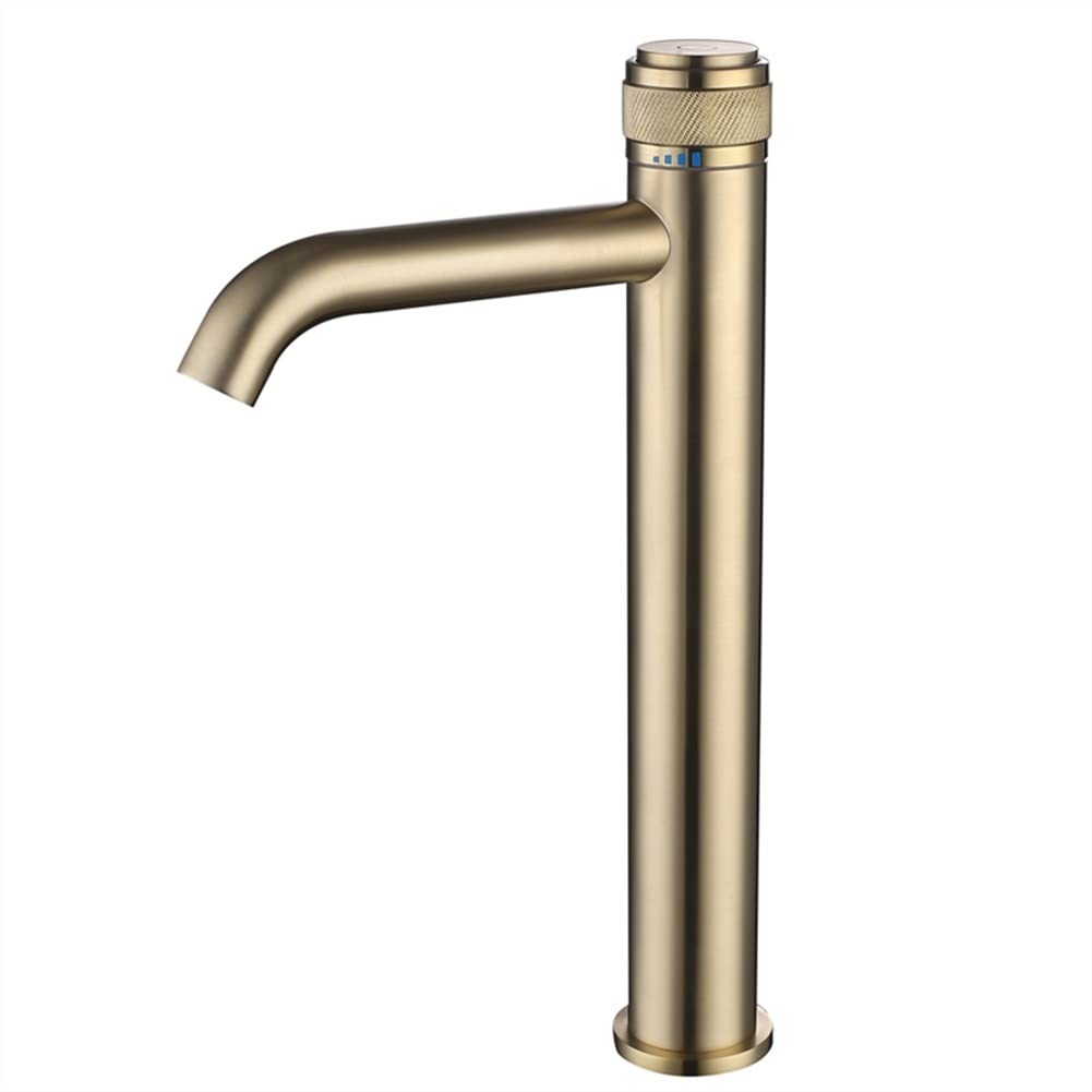 Premium Brass Bathroom Sink Faucet with Push Button - Deck Mounted Single Handle Tall Washbasin Faucet - Hot & Cold Water Mixer Tap in Chrome Black or Gold - Perfect for Modern Bathrooms, Powder Rooms & Vanity Areas