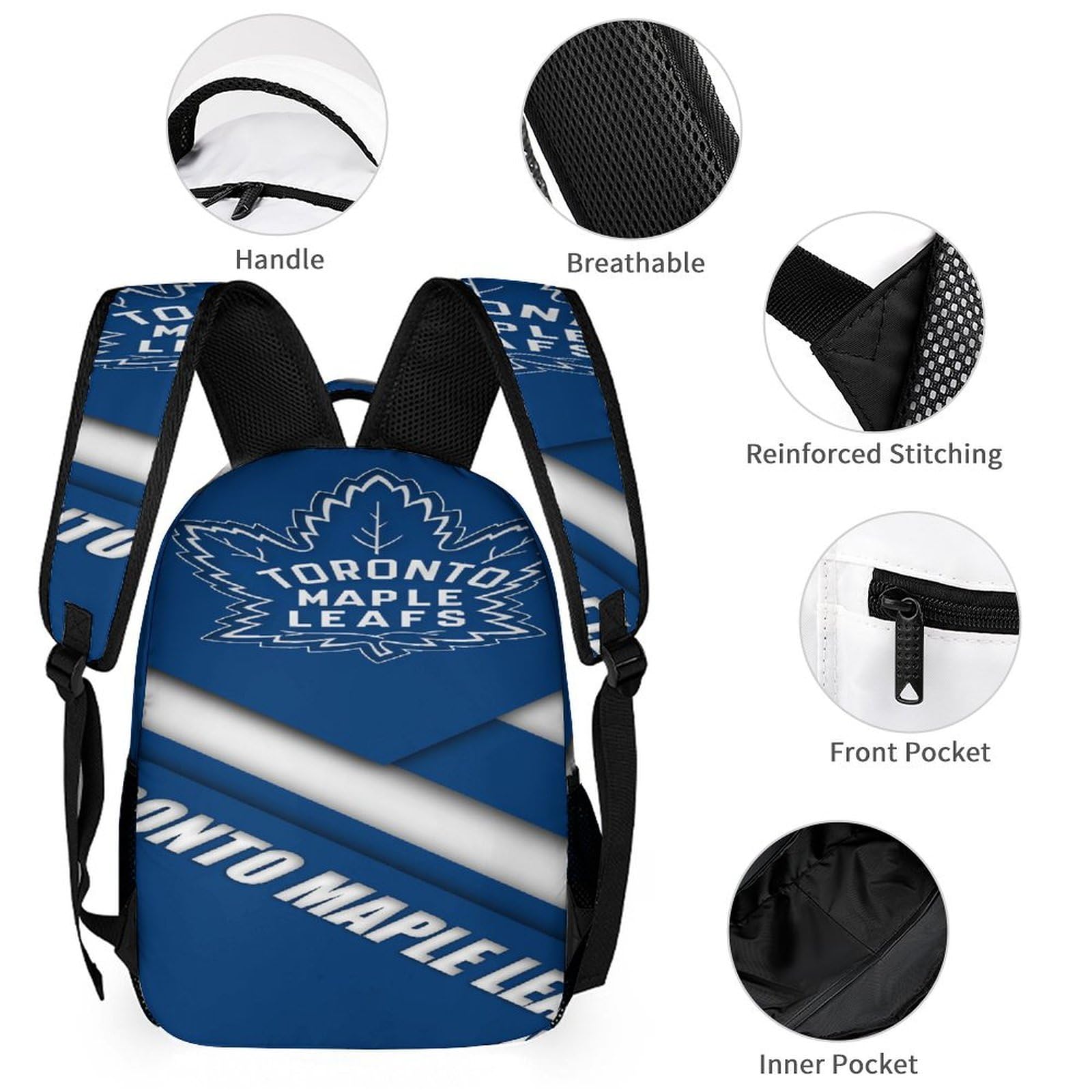 Lopuck Toronto Cool Backpack Set - 3 Piece Lightweight Laptop Backpack with Lunch Bag & Pencil Case - Perfect for School, Work, Travel & Daily Commute