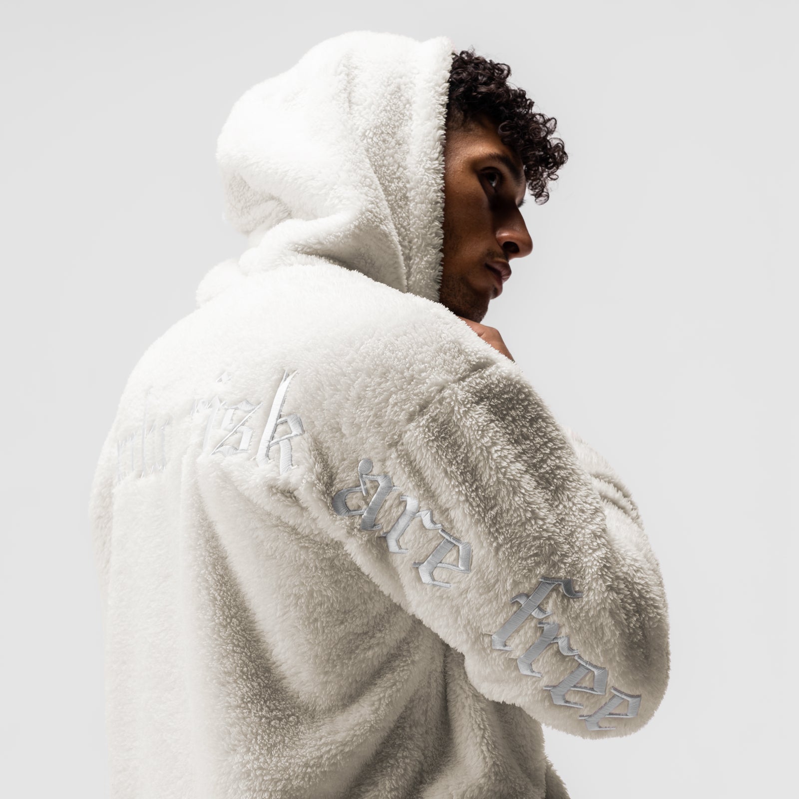 Sherpa Recovery Hoodie for Men & Women - Soft Ivory Cream/White Fleece-Lined Pullover - Cozy Loungewear for Relaxing at Home, Post-Workout Recovery & Outdoor Activities