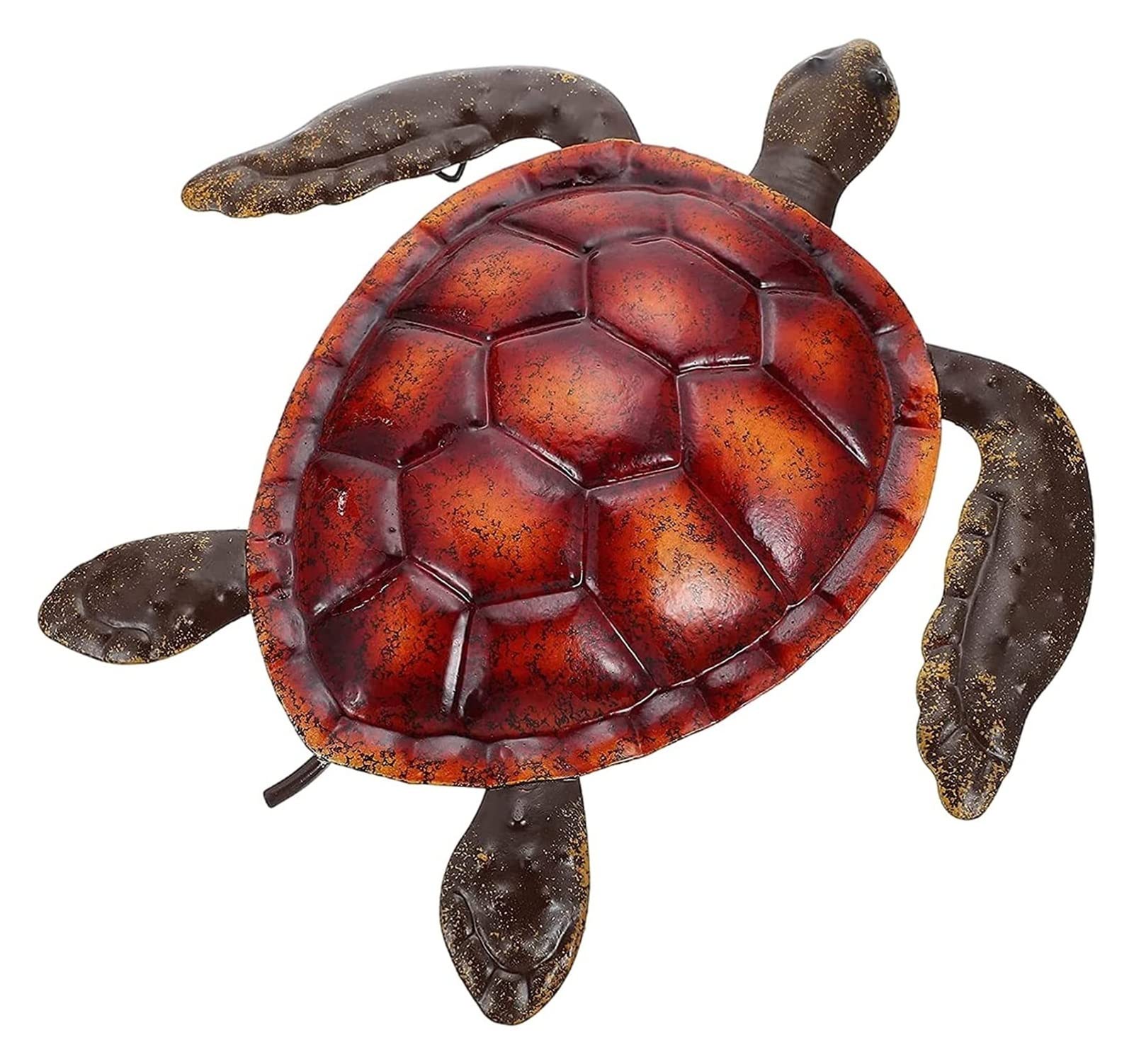 Ocean Sea Turtle Wall Art Decor - Handmade Red Turtle Wall Hanging for Home, Bedroom, Living Room, Office & Garden - Perfect for Coastal Theme Rooms, Beach House Decor & Aquarium Background (22.5x19 Inches)