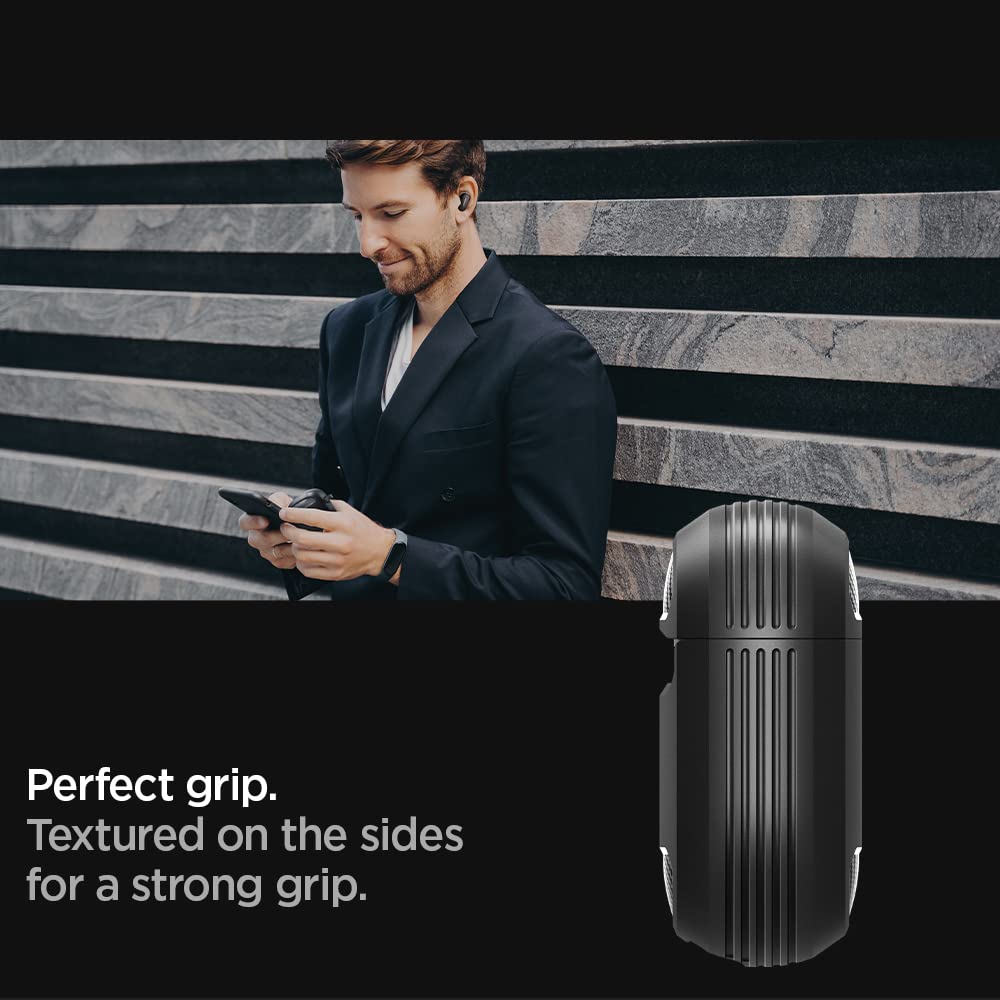 Spigen Rugged Armor Protective Case for Bose QuietComfort Ultra Earbuds (2023) & QC Earbuds II (2022) - Shockproof Matte Black Cover - Perfect for Travel, Workouts & Daily Use