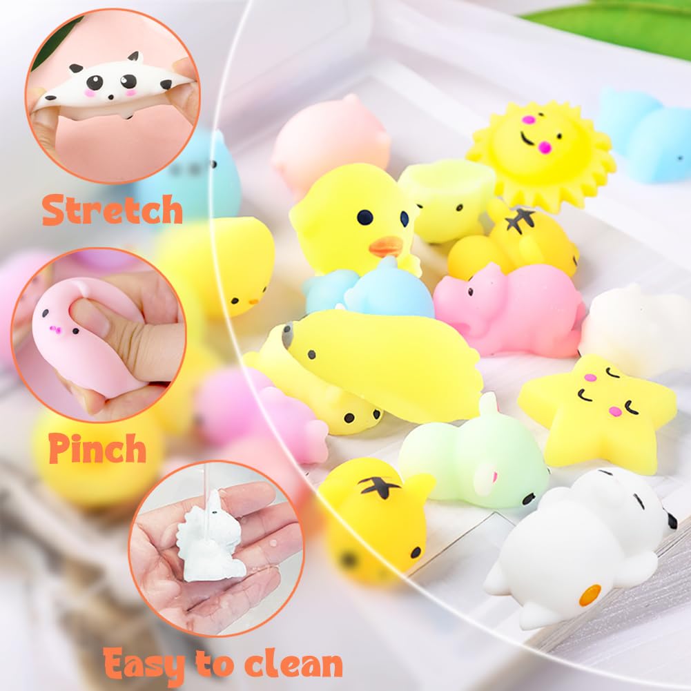 28 Pack UMEELR Squishy Mochi Toys with Collectible Cards - Cute Stress Relief Squeeze Toys for Kids, Easter Basket Stuffers & Party Favors - Perfect for Sensory Play, Classroom Rewards & Easter Egg Hunt Prizes