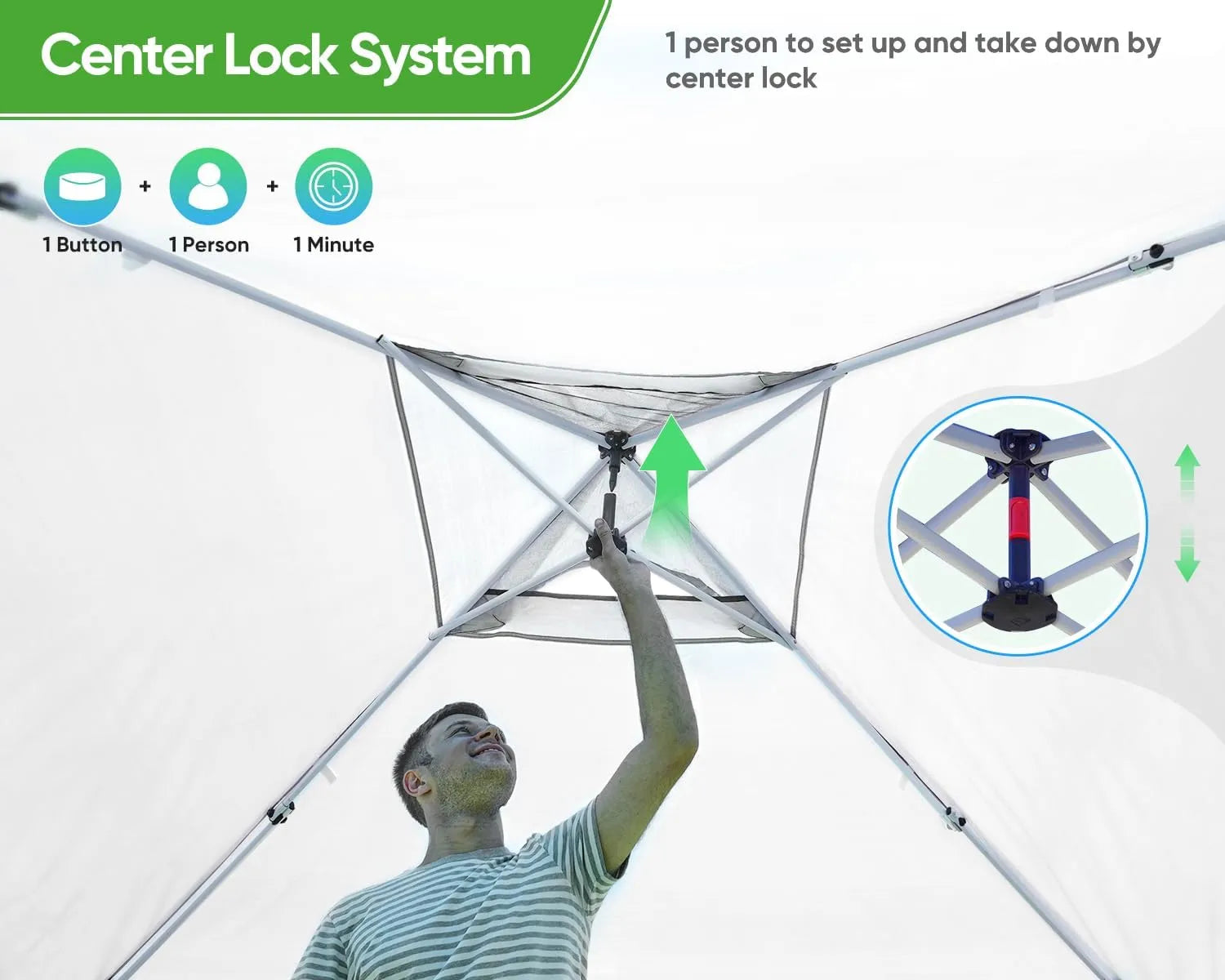 10' x 10' Pop Up Canopy Tent - Easy One Person Setup, Instant Shelter for Outdoor Events, Camping, Beach Parties, and Farmers Markets