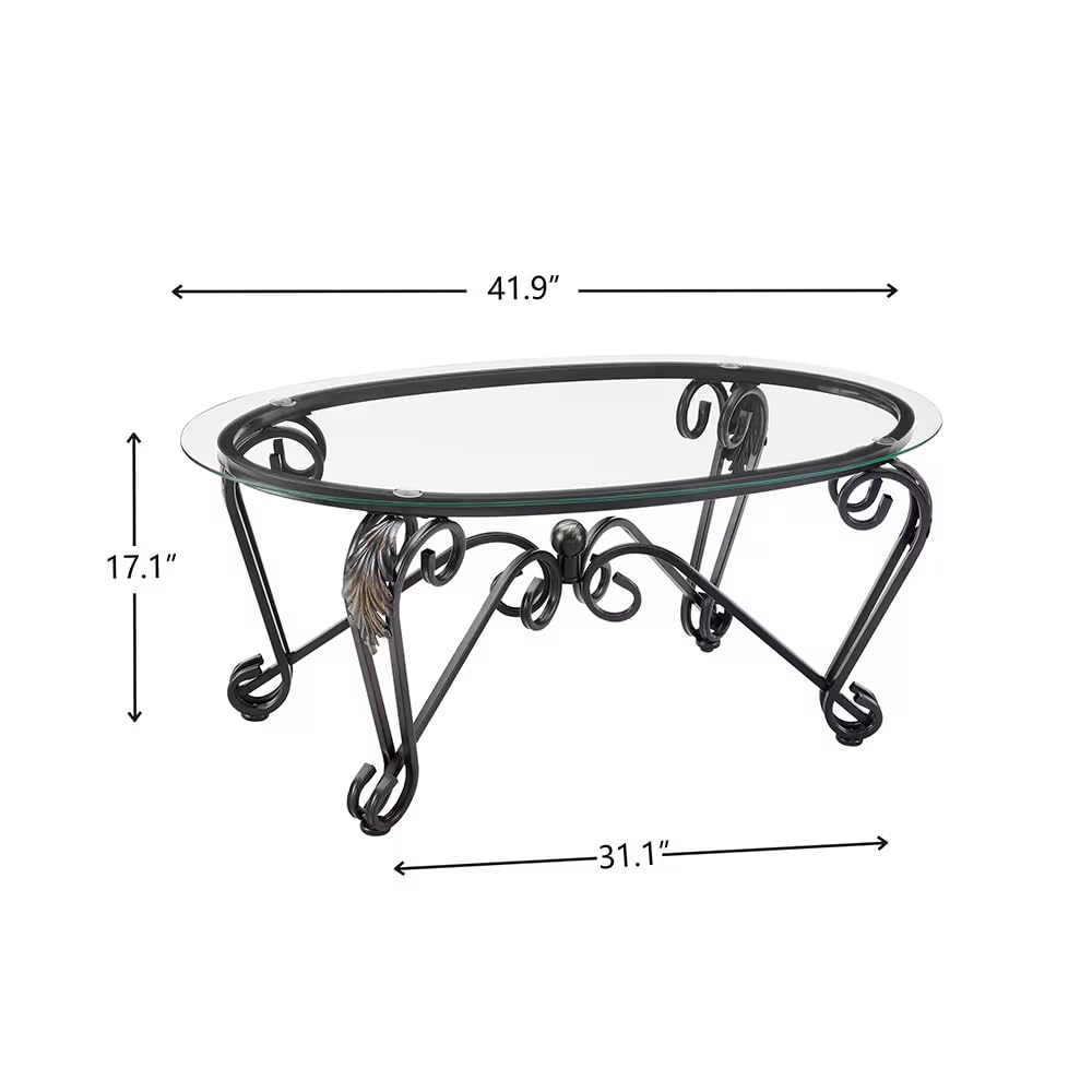 Black 3-Piece Tempered Glass Coffee Table Set - Living Room Decor