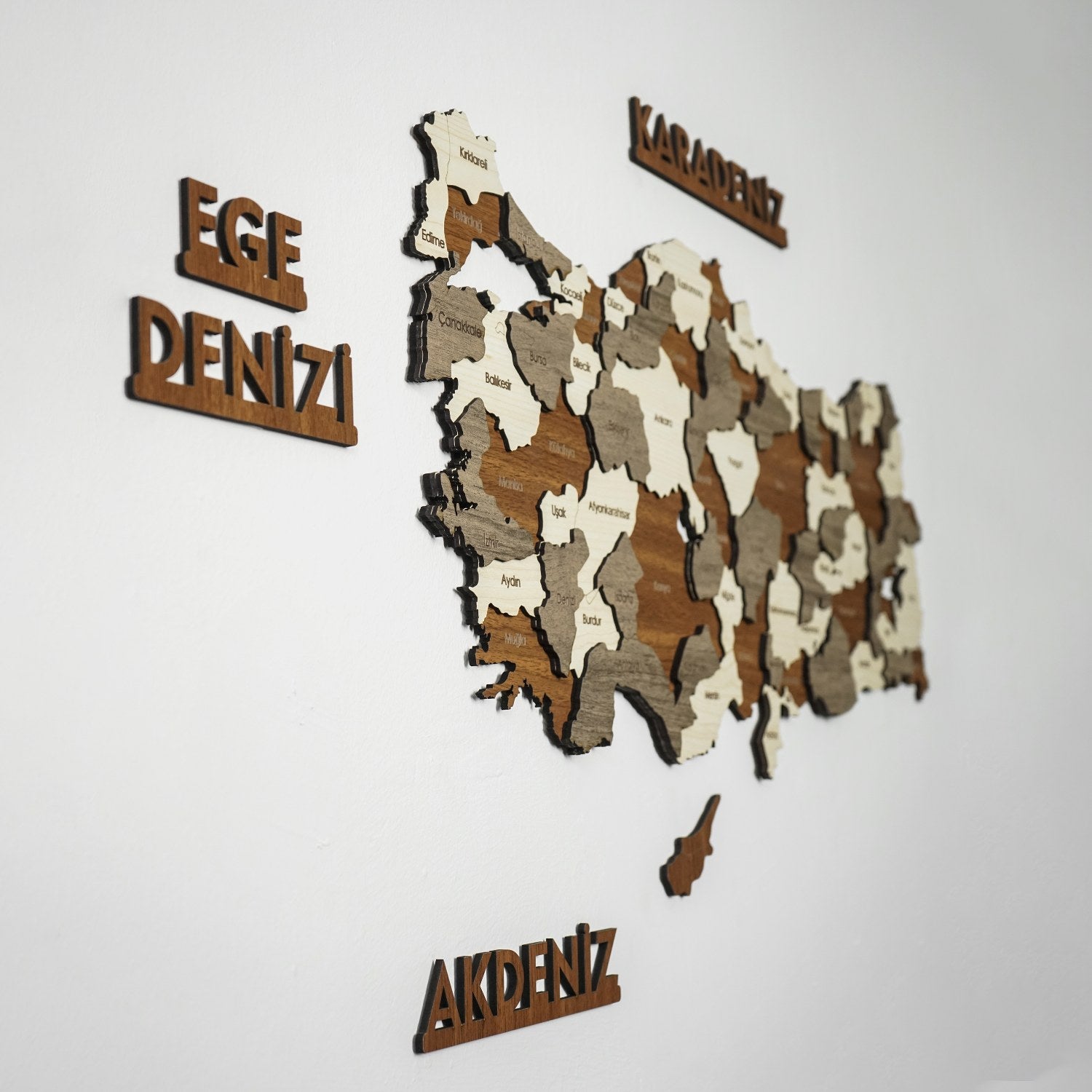 Handcrafted Turkey Wooden Wall Map - Islamic Art Home Decor for Living Room, Bedroom & Office | Unique Gift Idea for Muslim Families