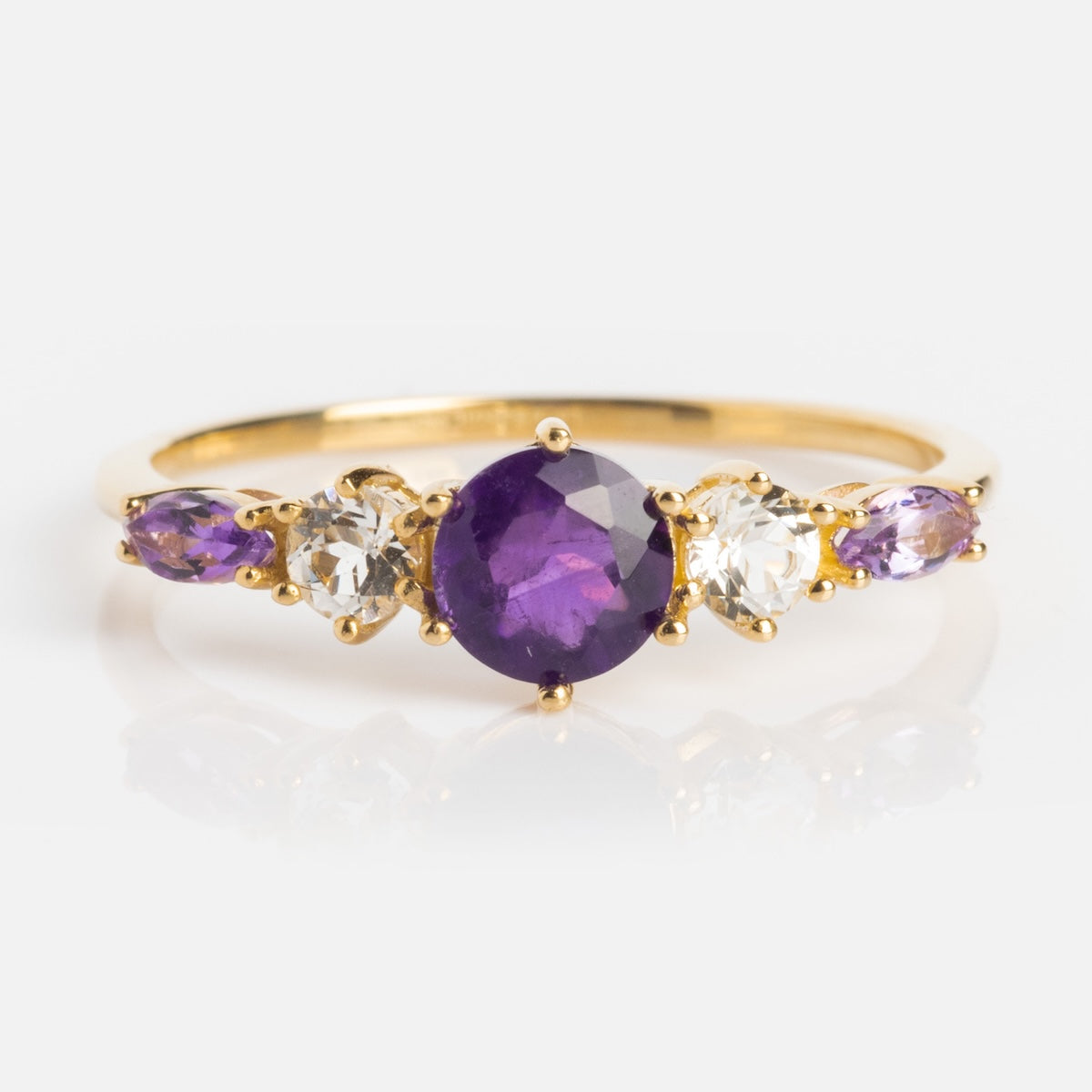 Solid Gold 2025 February Birthstone Amethyst Statement Ring for Women | Elegant Jewelry Gift for Valentine's Day, Anniversary & Special Occasions