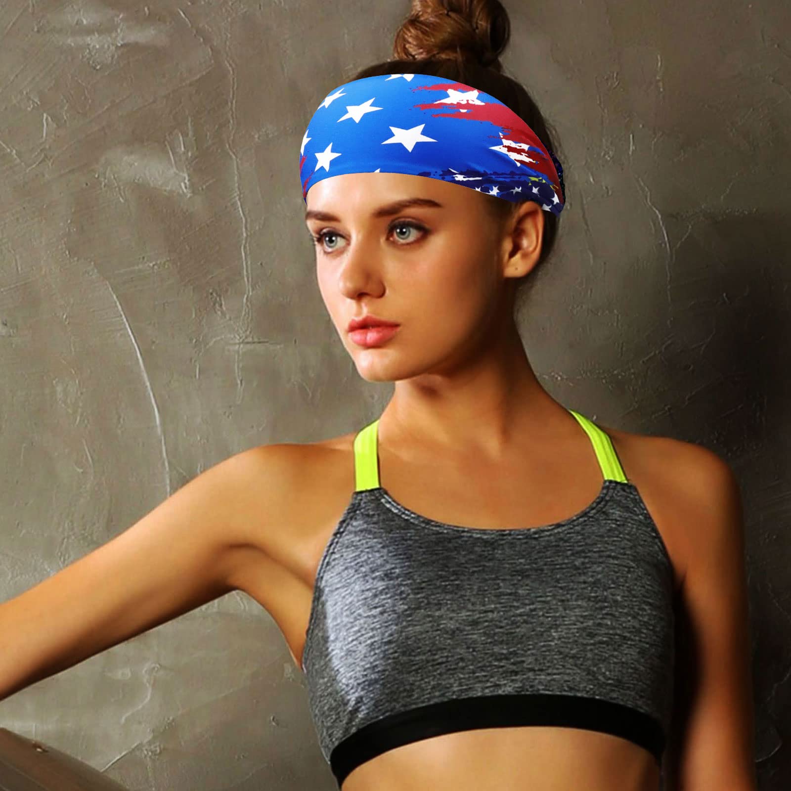 Non-Slip Breathable Headbands for Men & Women - 4 Pack Sweat Bands for Sports, Workout, Yoga, Gym, Running & Jogging | Durable & Comfortable for Outdoor Exercise & Fitness Activities