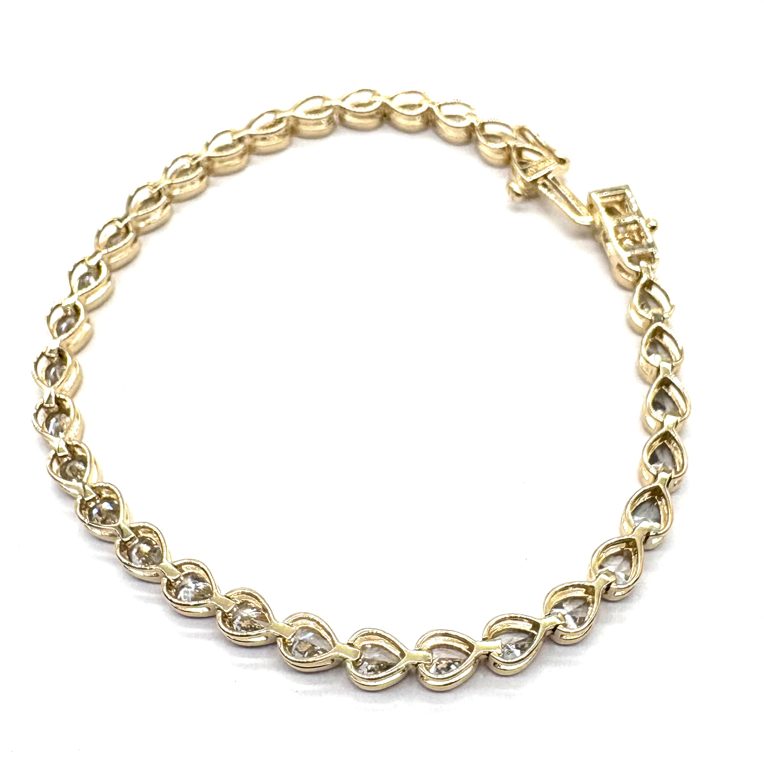 14K Gold Lab-Created Pear Bezel Tennis Bracelet for Women - Elegant Jewelry Gift for Wedding, Anniversary & Special Occasions