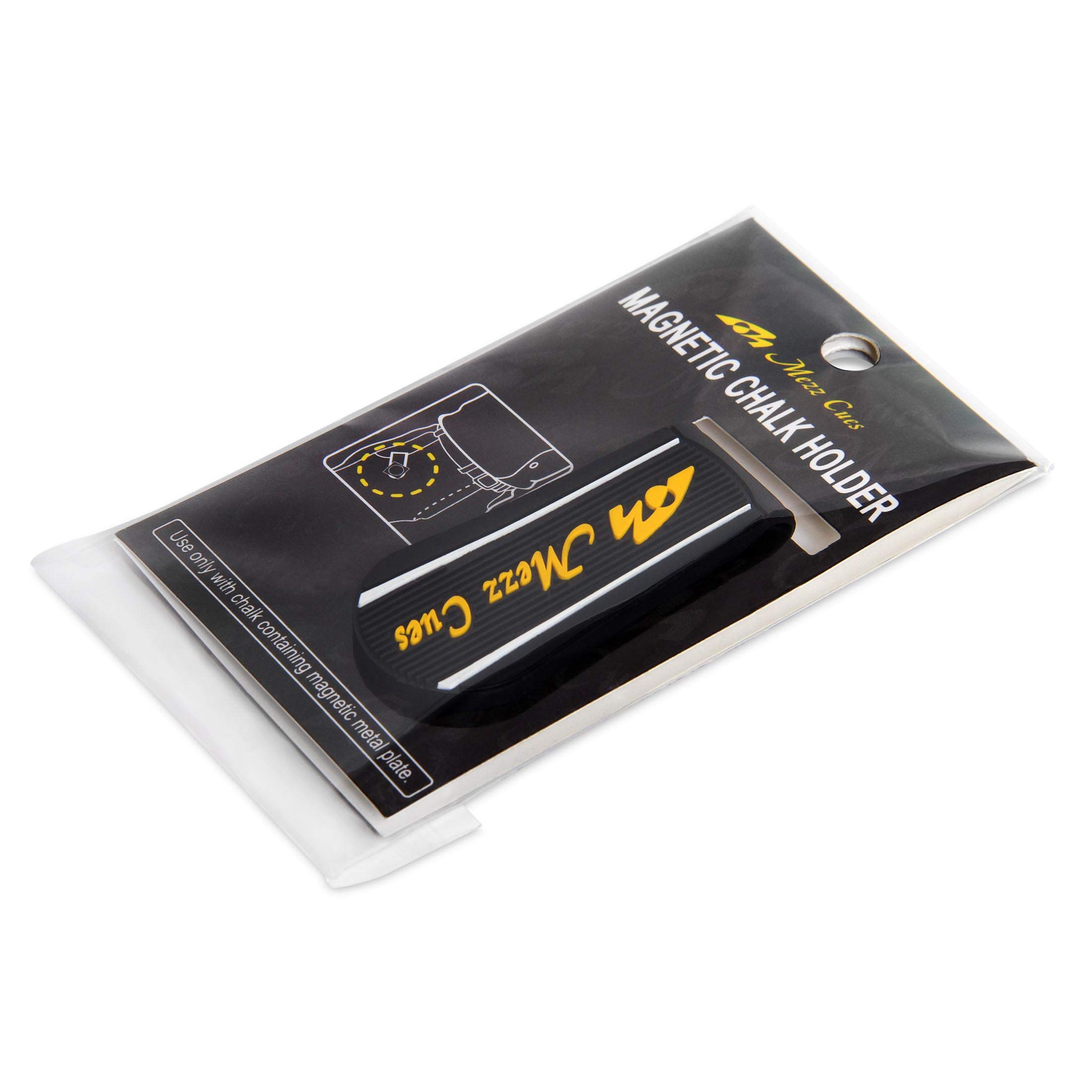 Premium Magnetic Pool Cue Chalk Holder - Black with Yellow Logo for Billiards & Snooker - Perfect for Pool Players & Bar Game Enthusiasts