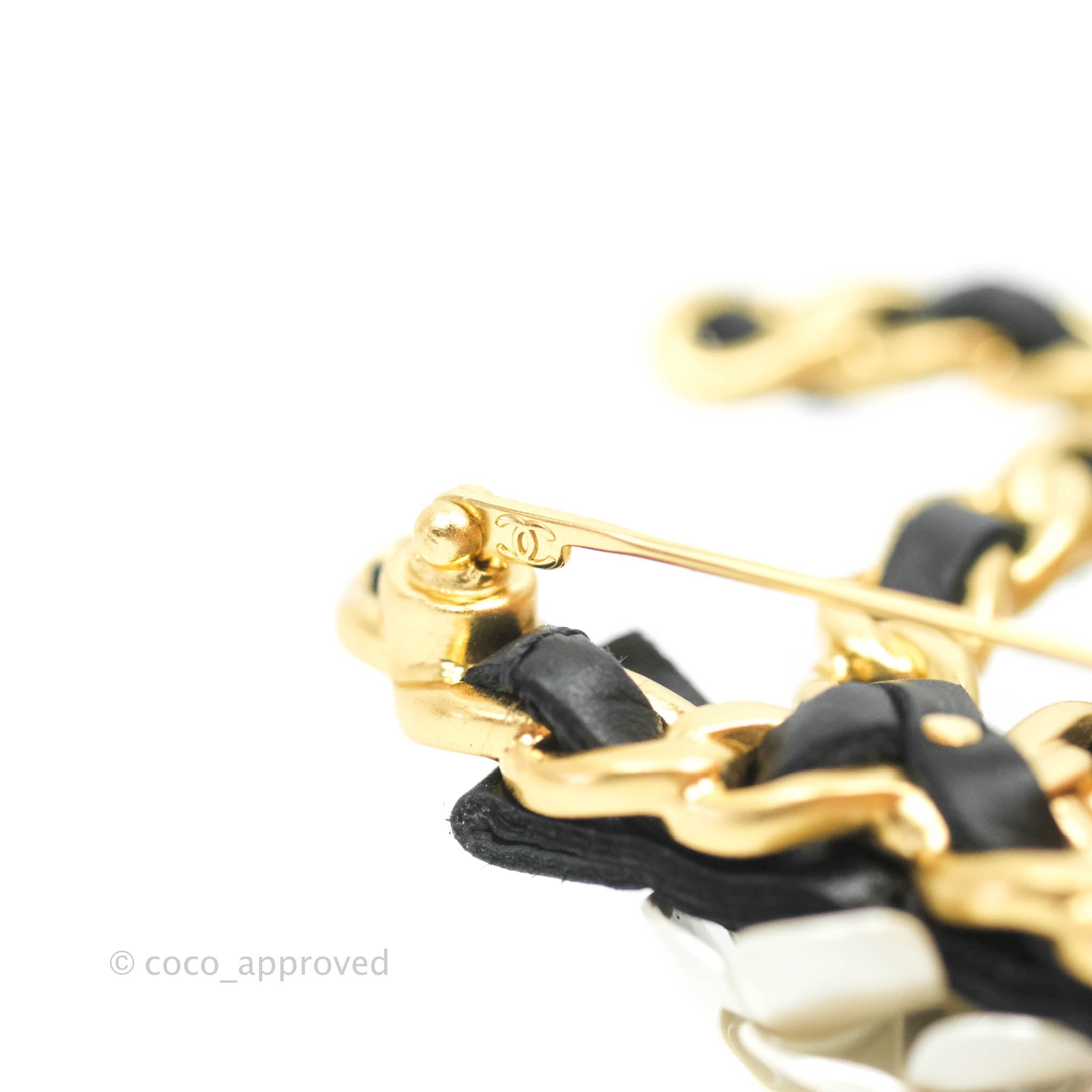 Chanel CC Braid Camellia Brooch in Aged Gold Tone - 20A Collection | Elegant Fashion Accessory for Women, Perfect for Dresses, Jackets & Handbags