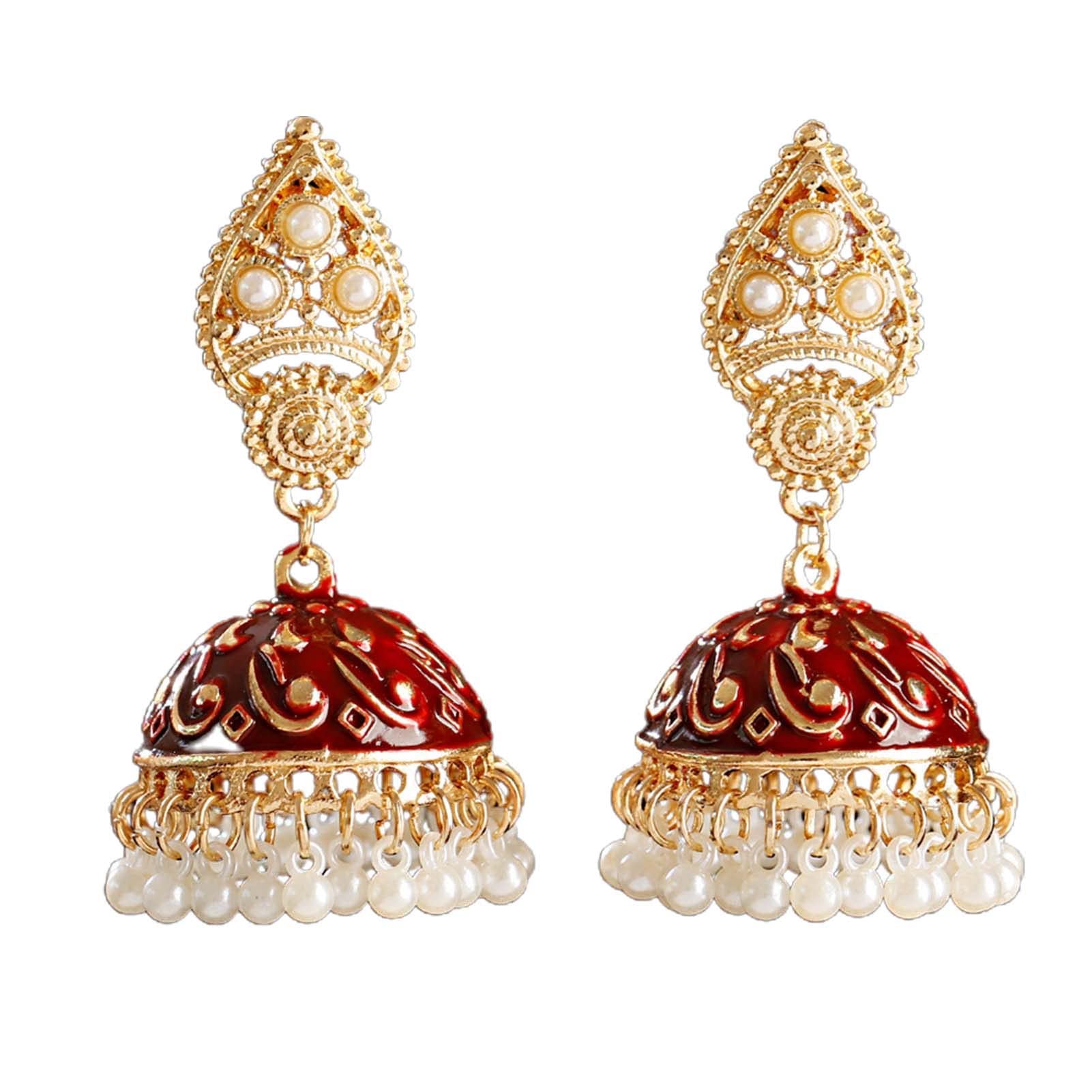 Elegant Water Drop Hollow Earrings for Women - Alloy Carved Bell Design with Faux Pearls | Fashion Jewelry for Parties, Weddings & Special Occasions | Trendy Drop Earrings for Daily Wear & Evening Events