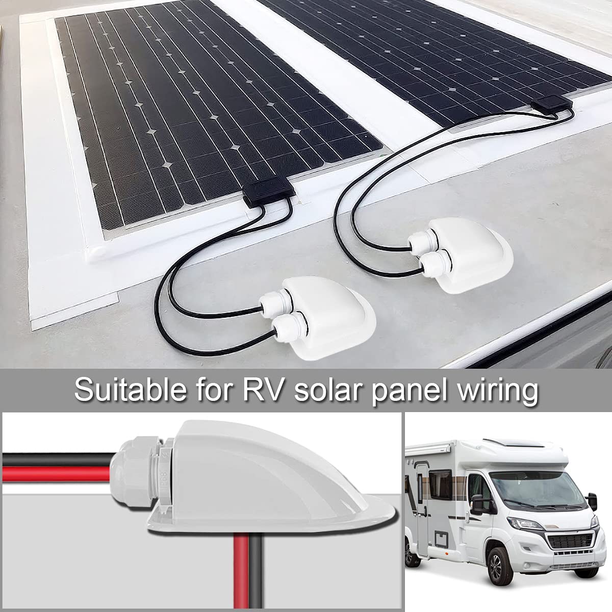 **DKARDU Solar Weatherproof ABS Cable Gland - IP68 Waterproof Double Entry for 3mm² to 12mm² Cables - Perfect for RV, Campervan, Boat, Caravan & Cabin Solar Projects | Outdoor & Marine Use**