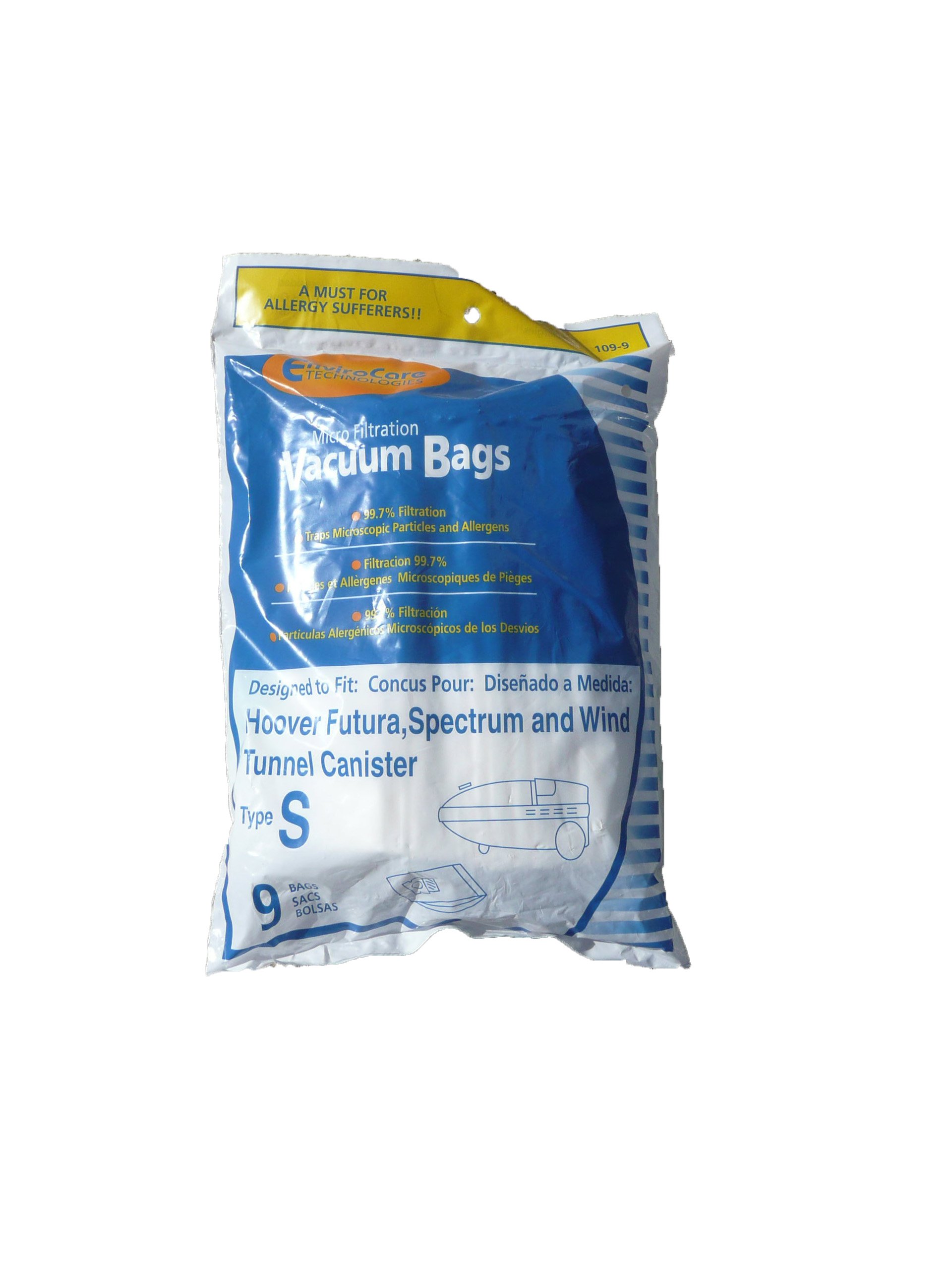 Hoover Windtunnel Allergy Vacuum Bags - 180 Pack Compatible with Type S, Futura, Spectrum & Power Max Models (43655097, 4010064S, 4010344S, 43655093, 4010100S) - Perfect for Pet Hair, Dust & Allergen Removal in Homes & Offices