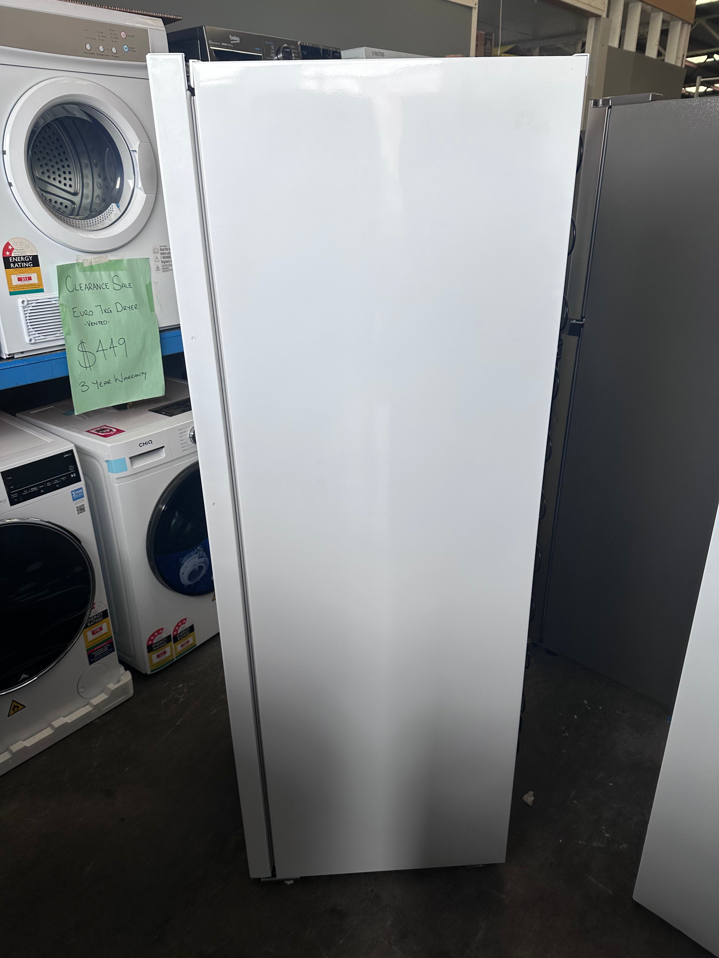 Beko 351L BAF369W Upright Refrigerator - Energy Efficient All Fridge with Spacious Storage [Factory Second] for Kitchen, Restaurant, or Office Use