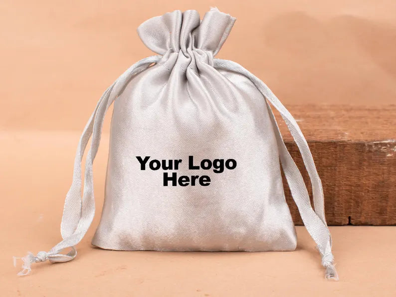 100 Premium Light Gray Satin Pouches - Featherlight & Elegant Gift Bags for Jewelry, Wedding Favors, Bridesmaid Gifts & Party Favors