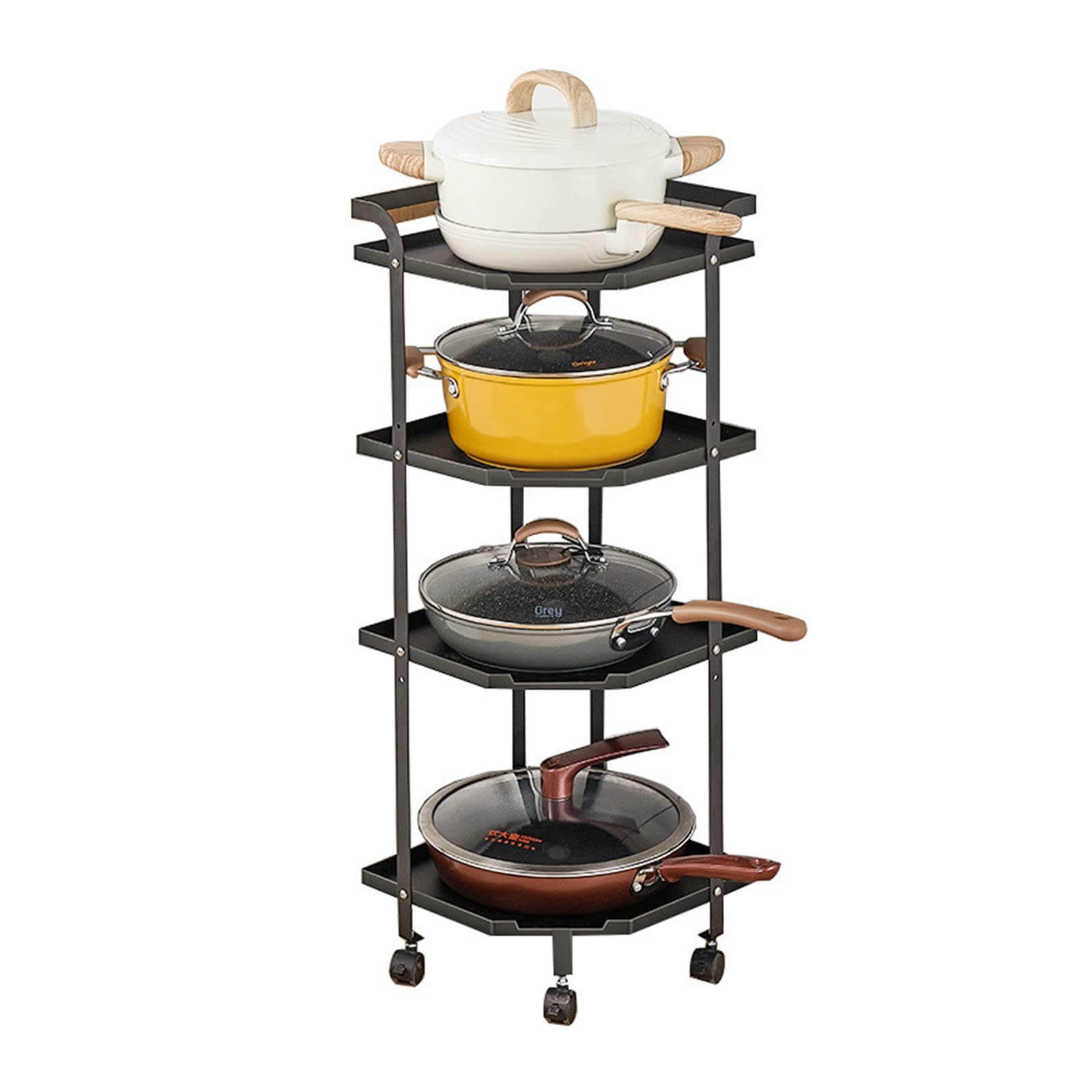 4 Tier Heavy Duty Kitchen Corner Organizer Shelf - Space Saving Storage Rack for Spices, Pantry Items & Bathroom Essentials - Perfect for Countertop, Cabinet & Small Space Organization