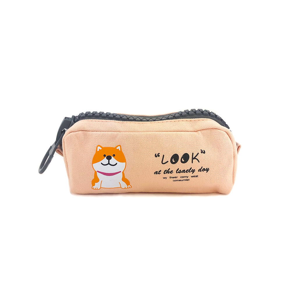 Large Capacity Shiba Inu Pencil Case with Zipper - Perfect for School, Office & Travel Organization