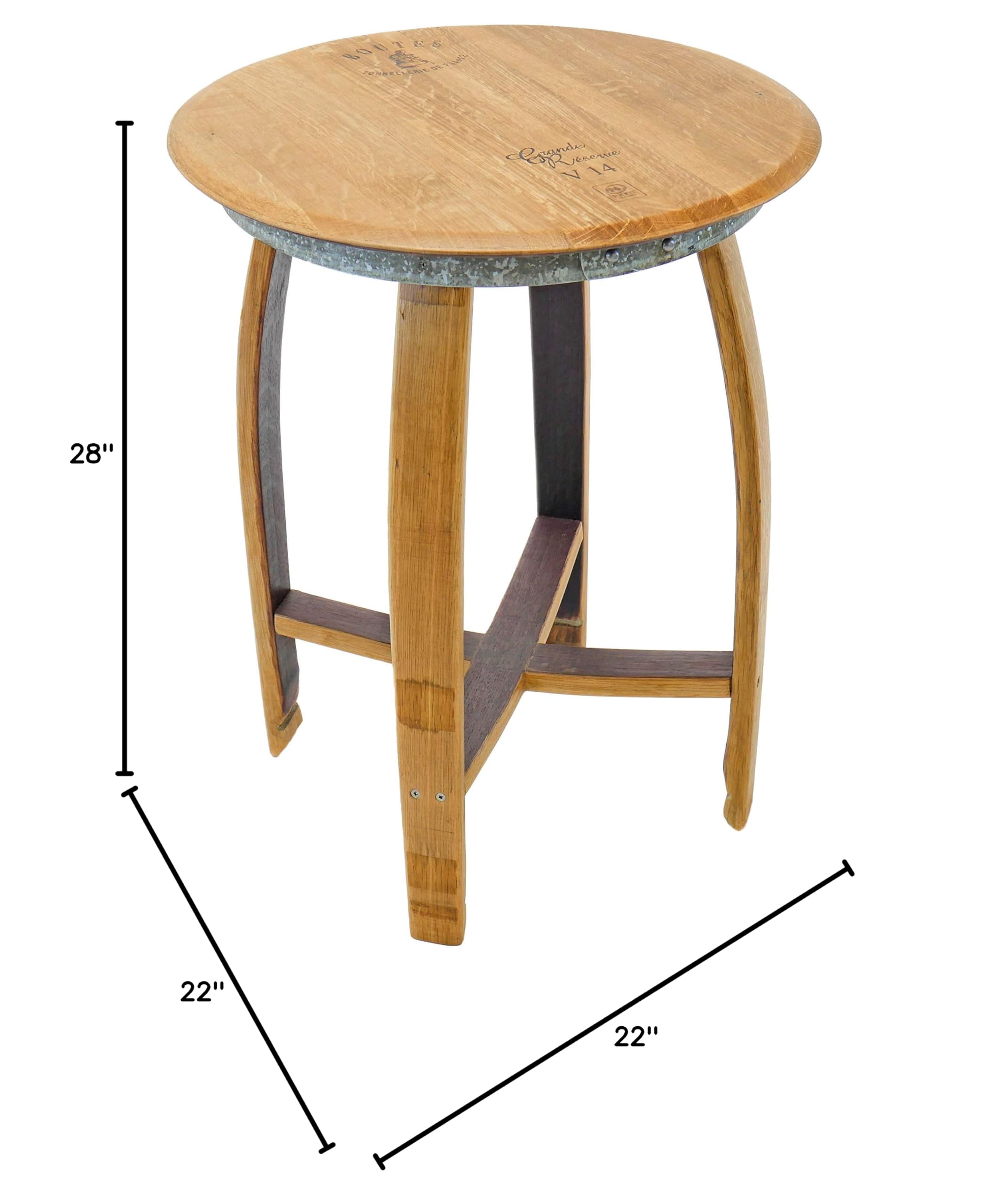 Handcrafted Isabella Side End Table - Rustic Wine Barrel Furniture for Living Room, Bedroom & Bar Decor
