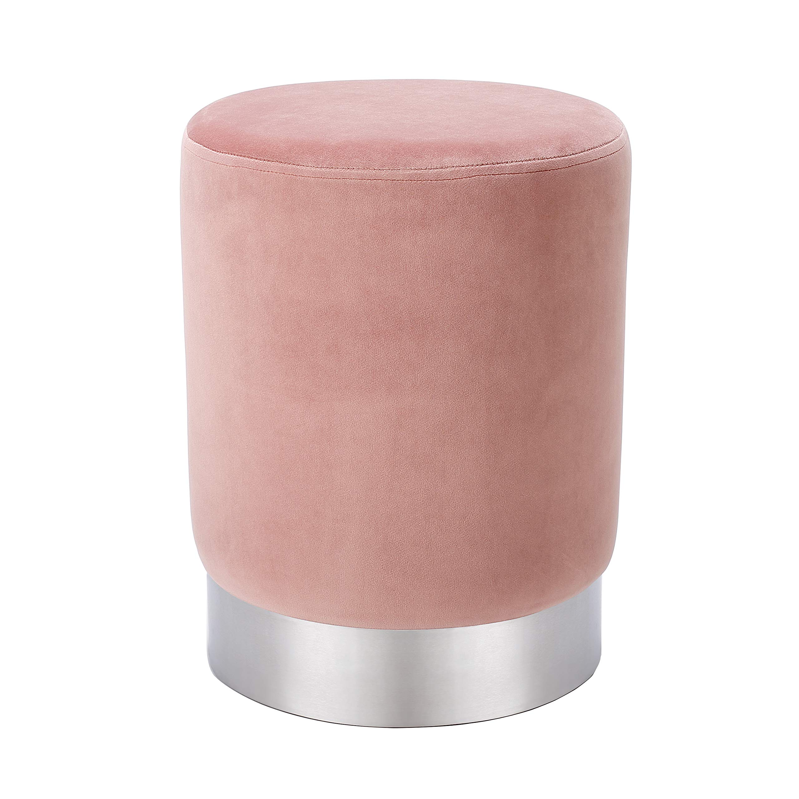 BIRDROCK HOME Round Dusty Rose Velvet Ottoman Foot Stool - Soft Compact Padded Stool for Living Room, Bedroom & Nursery - Small Space Furniture - Perfect for Reading Nooks, TV Lounging & Extra Seating (Dusty Rose)