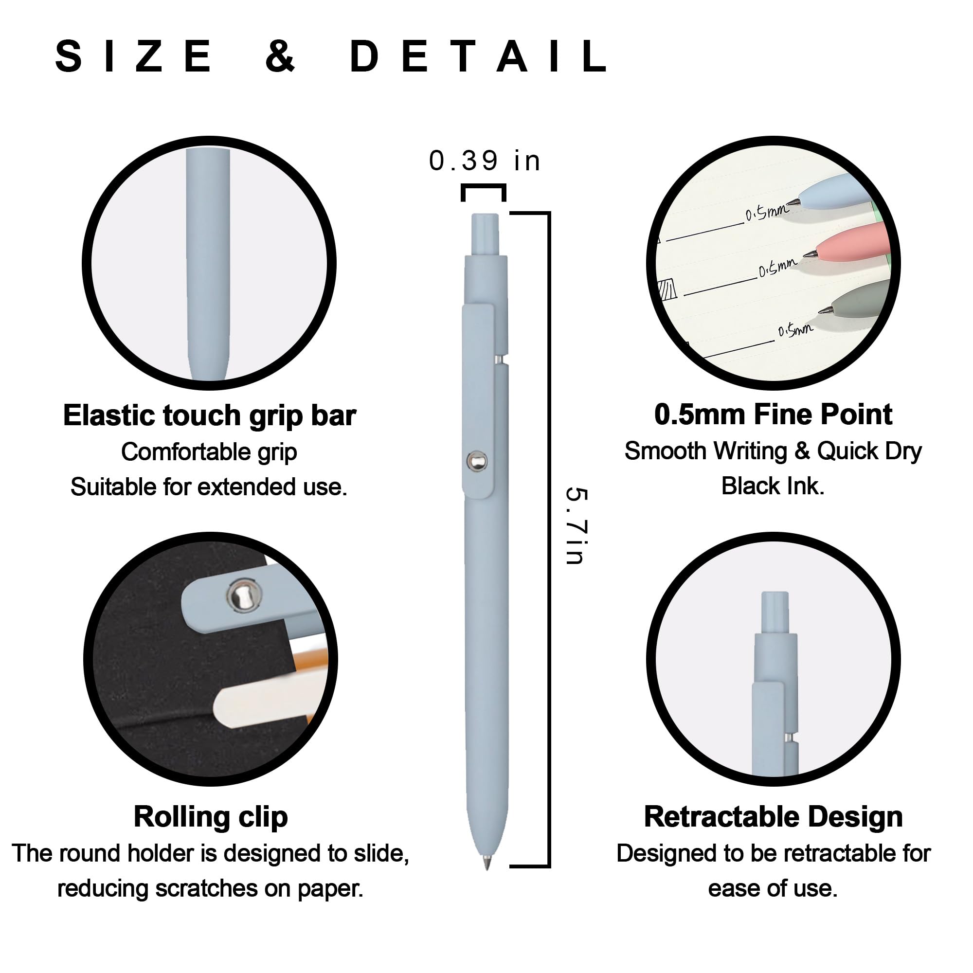 VICO 0.5mm Gel Pens 5-Pack - Quick Dry Black Ink for Smooth Writing | Perfect for Office, School & Journaling