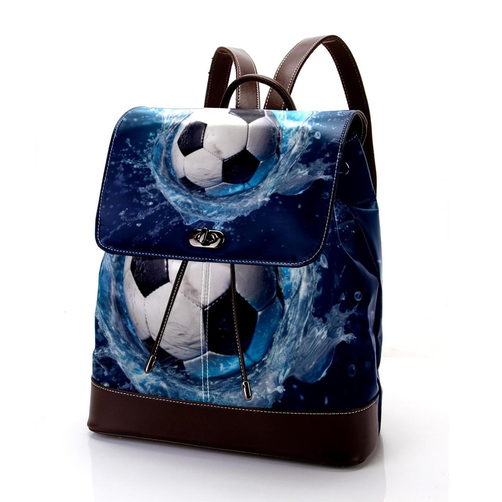 Men's & Women's Travel Backpack - Durable Blue Ocean Design Waterproof Football Backpack for Hiking, Camping & Outdoor Adventures