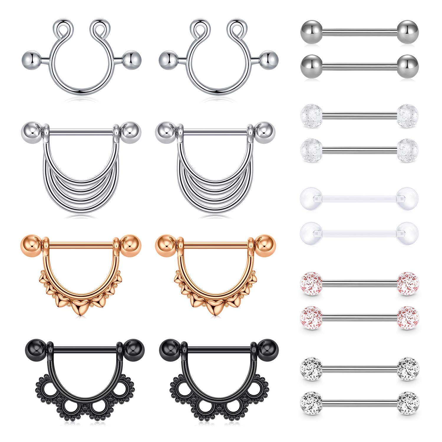 Anicina 14G Nipple Rings for Women - 14mm & 16mm Straight Barbell Piercing Jewelry - Surgical Steel Nipple Bars for Body Piercing, Perfect for Everyday Wear or Special Occasions