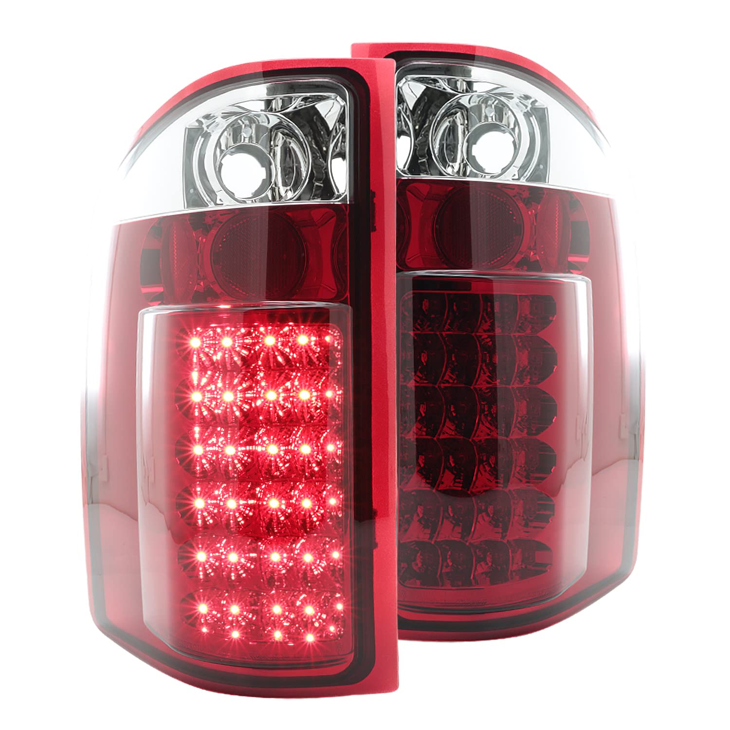 Spec-D Tuning LED Light Bar Projector Headlights with Jet Black Housing & Clear Lens + Red Altezza Style LED Tail Lights - Compatible with Chevrolet Silverado (Left & Right Pair) | Durable Headlamp Assembly for Off-Roading, Night Driving & Custom Car Upgrades