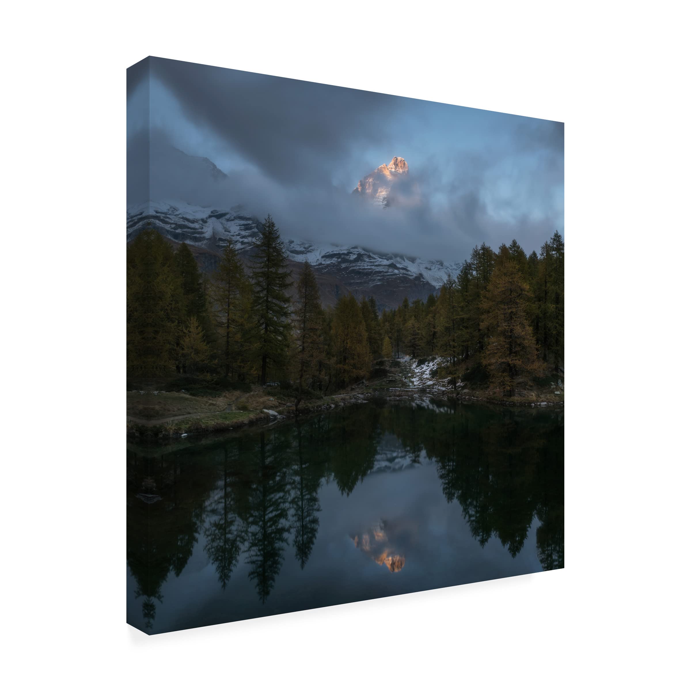 Trademark Fine Art 'The Matterhorn' Canvas Wall Art by Alfredo Bruzzone - Stunning Mountain Landscape Painting for Living Room, Bedroom & Office Decor