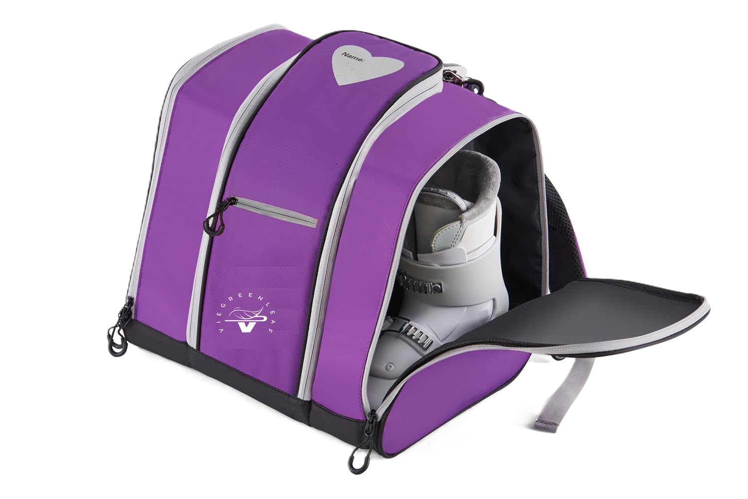 VieGreenleaf Kids Ski Boot Backpack - Waterproof Travel Bag for Toddler Rollerblade, Skate, Ski & Snowboard Boots, Helmet, Gloves & Snacks - Perfect for Skiing, Snowboarding, Skating, Outdoor Adventures & Airplane Travel (Blue/Purple)