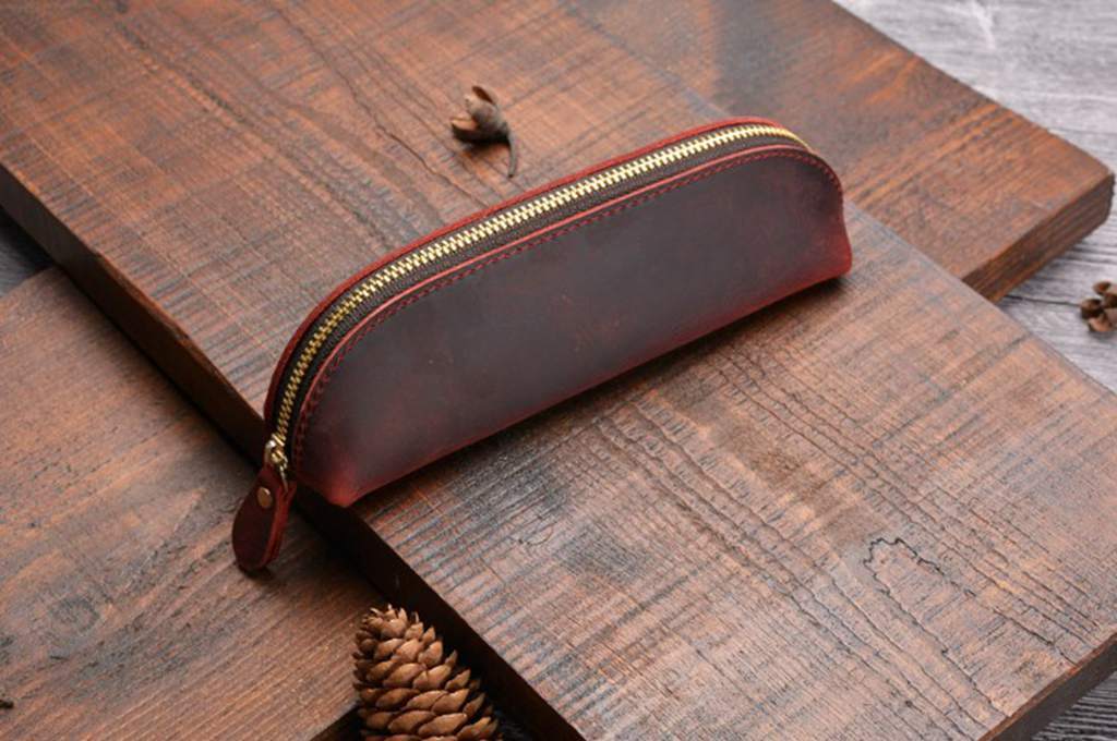 Premium Custom Black Leather Pencil Holder Case - Elegant Desk Organizer for Office, School & Home Use