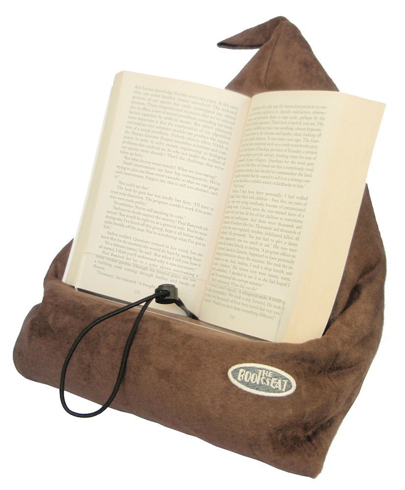 The Book Seat - Adjustable Book Holder & Travel Pillow for Reading Comfort - Perfect for Airplanes, Beds, and Relaxation (Mocha)