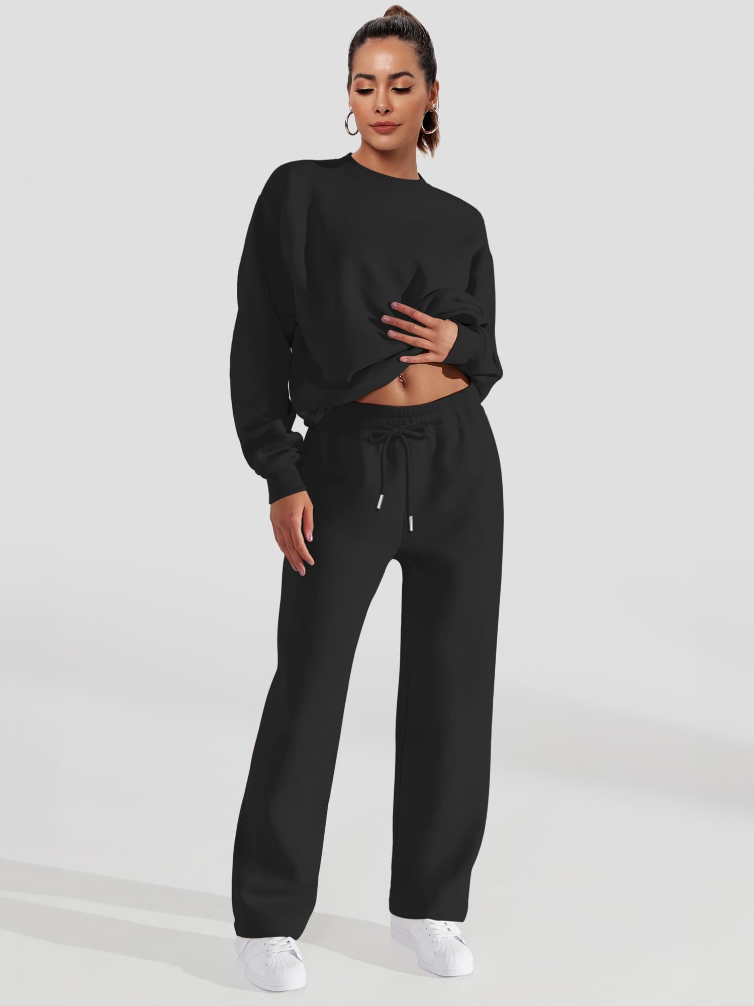 FUPHINE Women's Oversized Two Piece Lounge Set - Loose Pullover & Pants Sweatsuit Outfit for Casual Wear, Home Comfort & Street Style Fashion