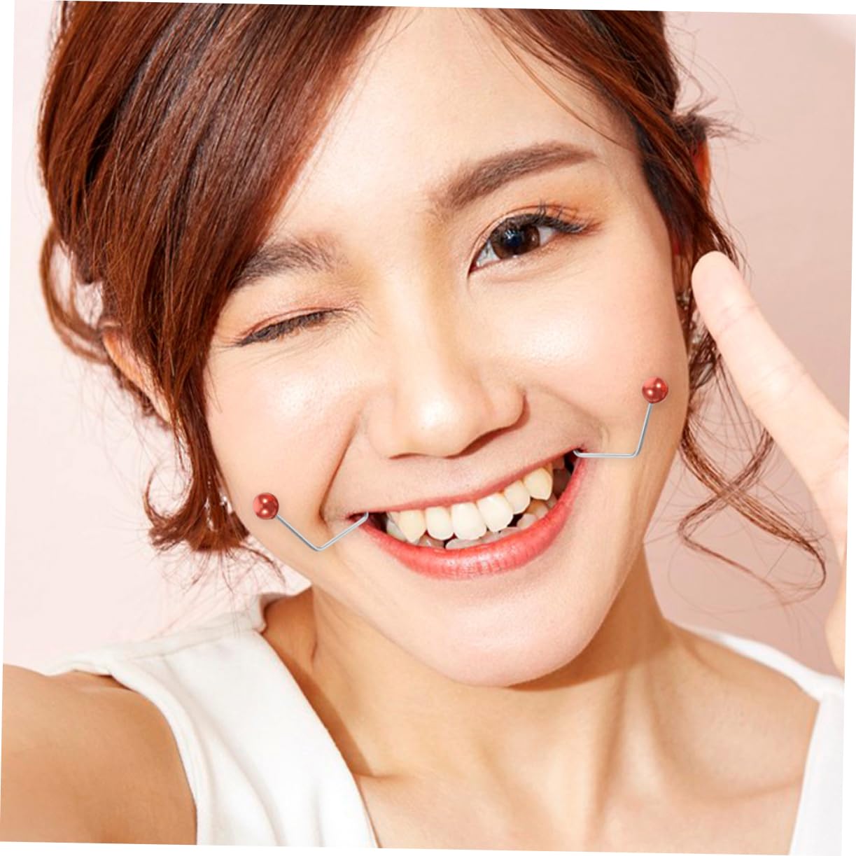 Healeved 2 Pairs Copper Facial Dimple Trainer - Cheek Dimple Maker for Women, Portable Face Exerciser for Natural Dimples | Perfect for Daily Beauty Routine & Facial Massage