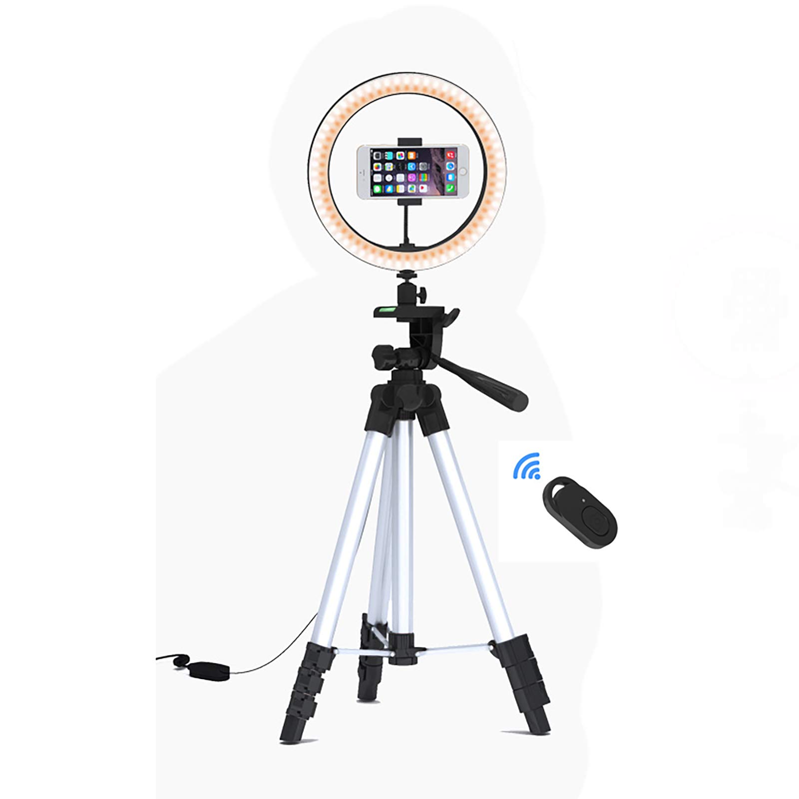 10-inch Ring Light with 50-inch Extendable Tripod Stand - Professional Circle Lighting Kit with Adjustable Phone Holder for Live Streaming, Makeup Tutorials & YouTube Videos - Compatible with iPhone & Android Devices - Perfect for Home Studio, Vlogging & Content Creation