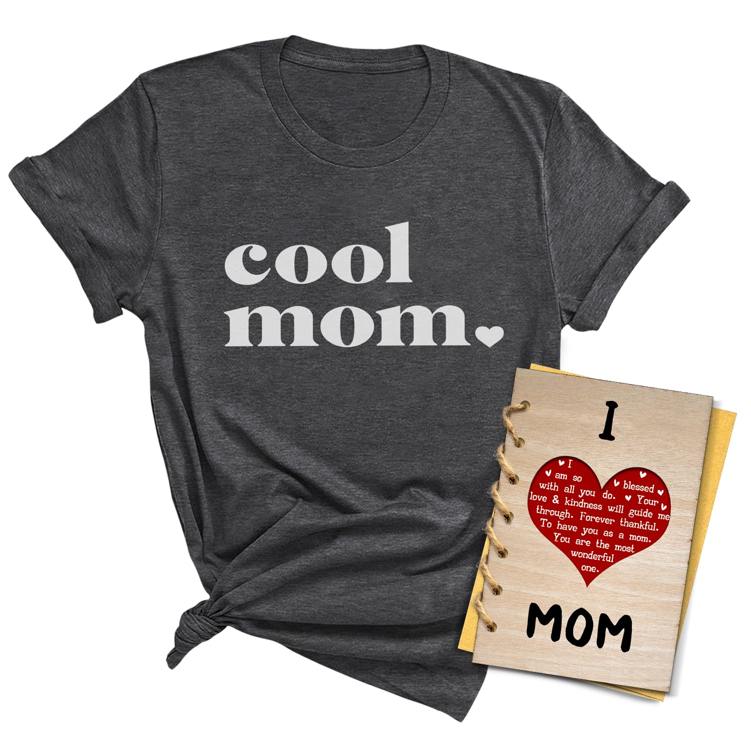 Best Mom Ever T-Shirt with Wooden Greeting Card - Thoughtful Mother's Day Gift Set from Son - Perfect for Birthday, Anniversary & Special Occasions