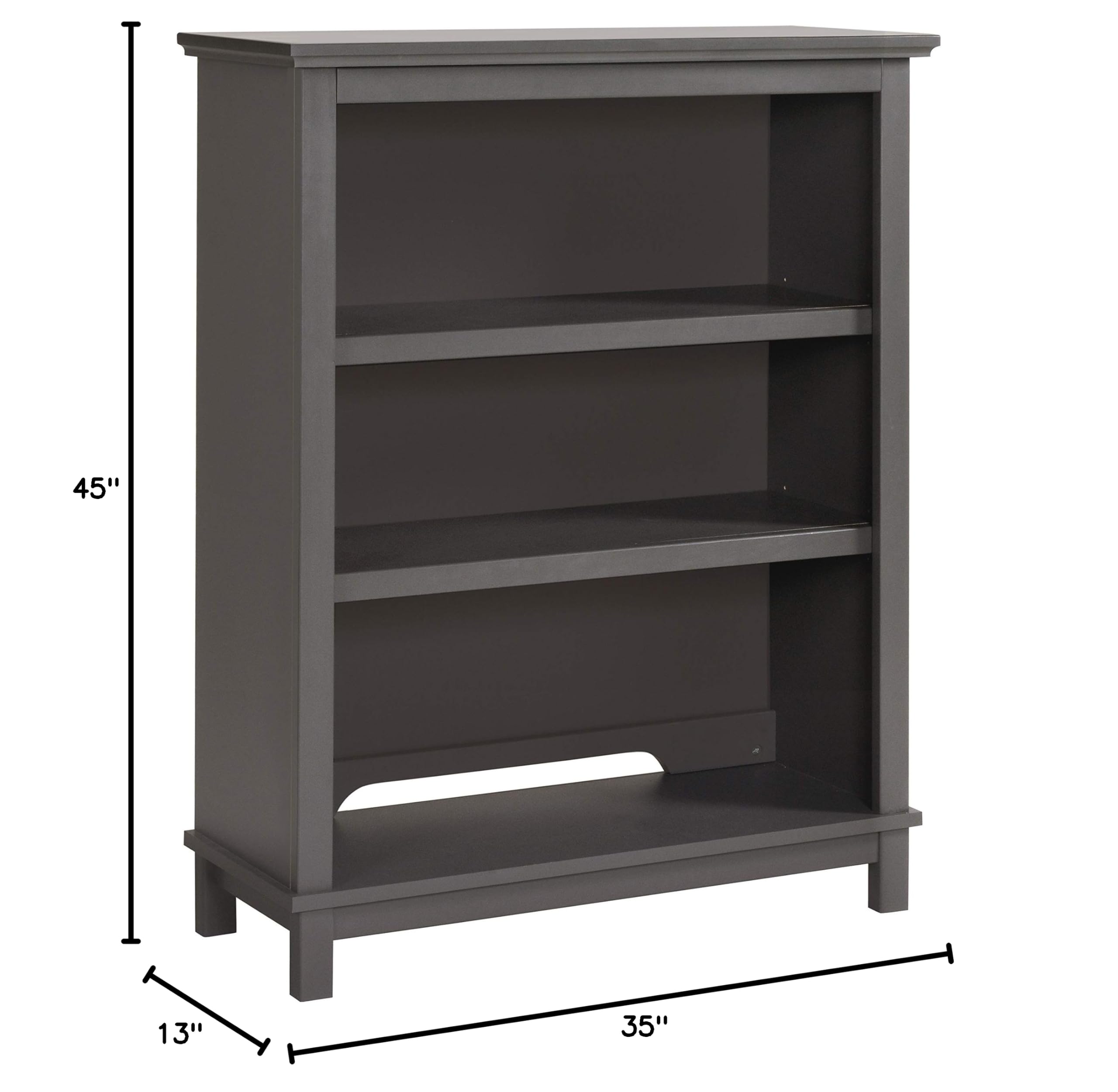 DaVinci Autumn Bookcase Hutch in Slate - Modern Storage Cabinet for Living Room, Office & Bedroom - Stylish Bookshelf with Adjustable Shelves for Home Decor & Organization