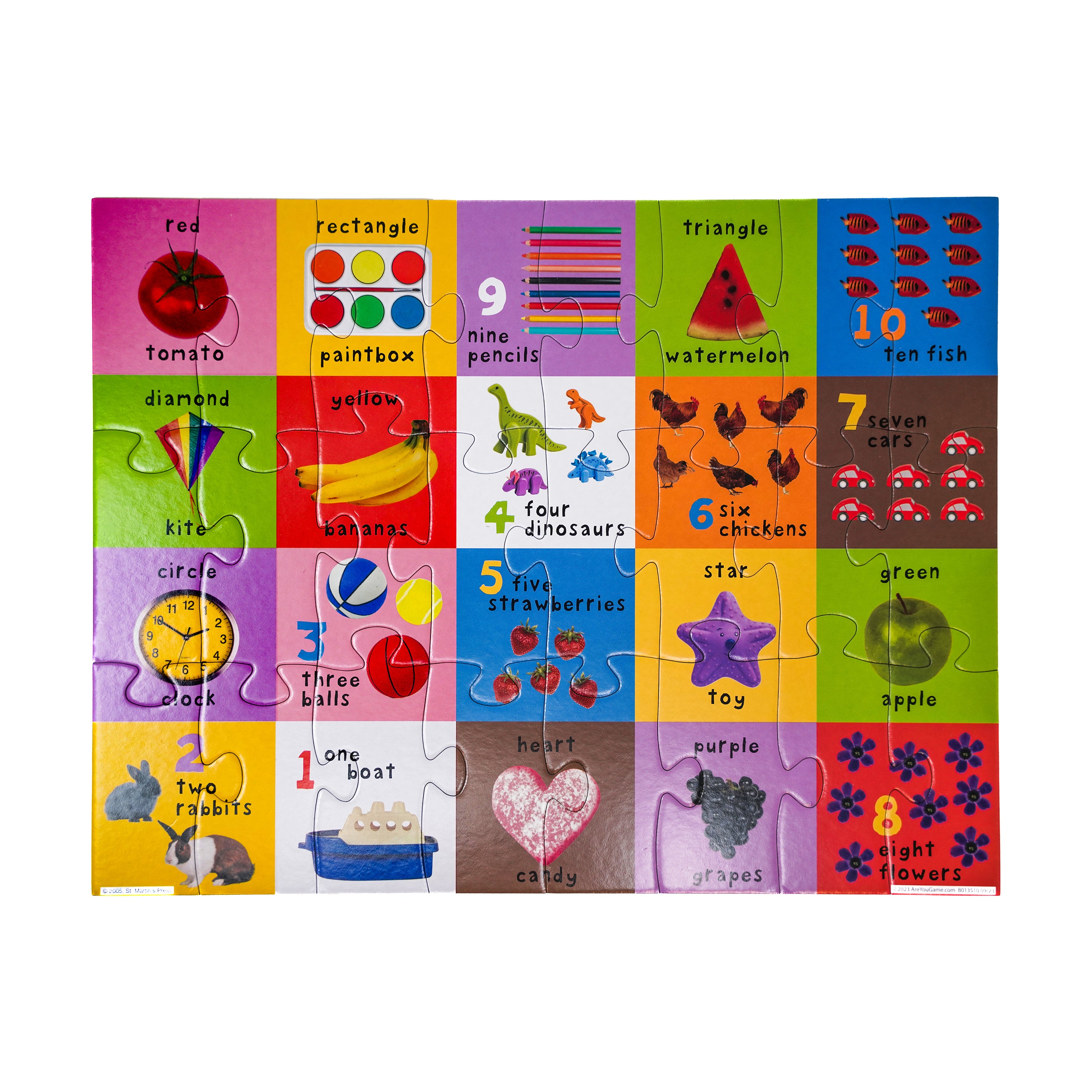 AreYouGame.com First 100 Puzzle Tin - Numbers, Colors & Shapes Learning Toy (24 Pieces) | Educational STEM Game for Toddlers & Preschool Kids | Perfect for Early Childhood Development & Classroom Activities